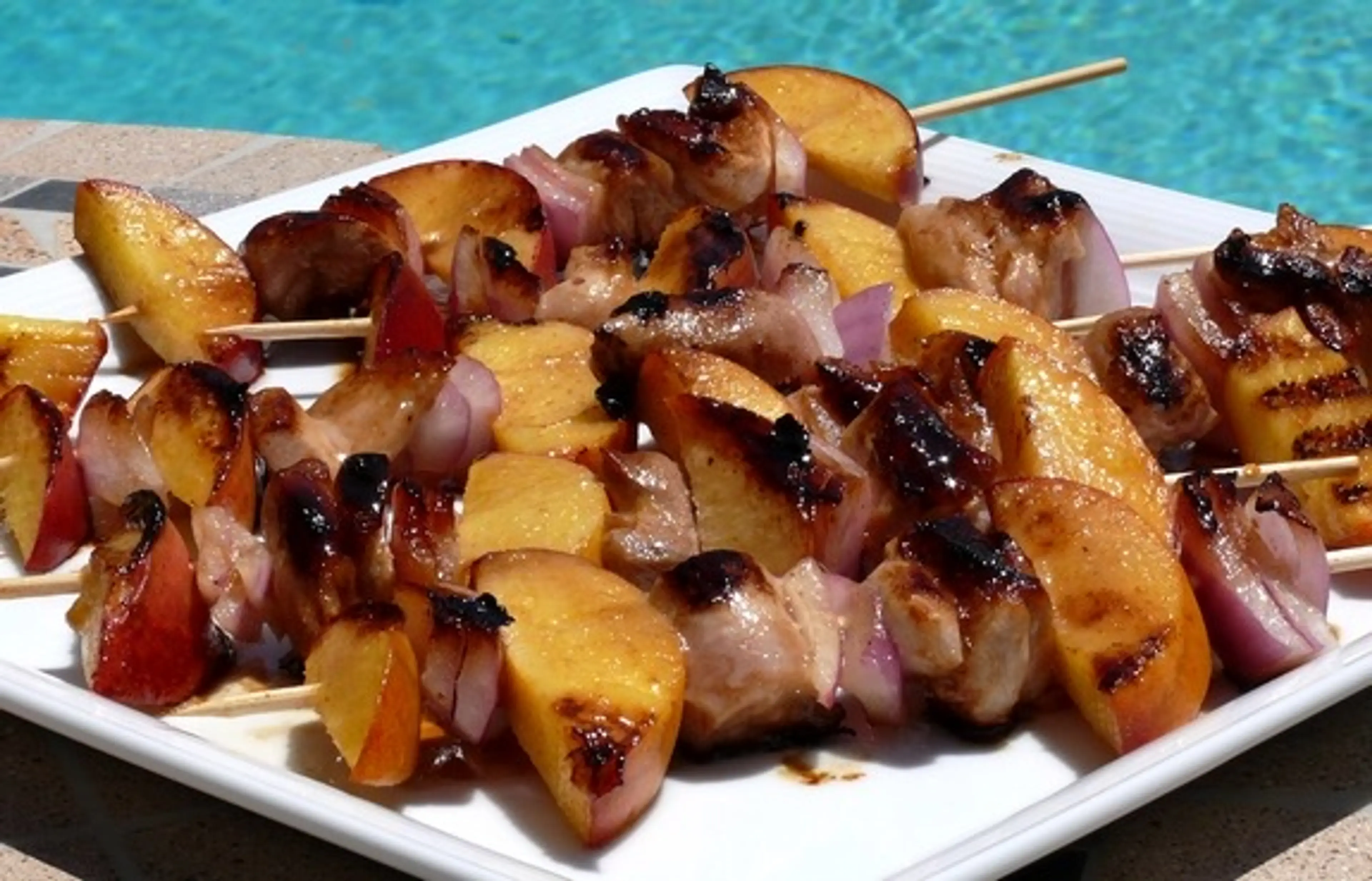 Chicken, Plum and Red Onion Kebabs