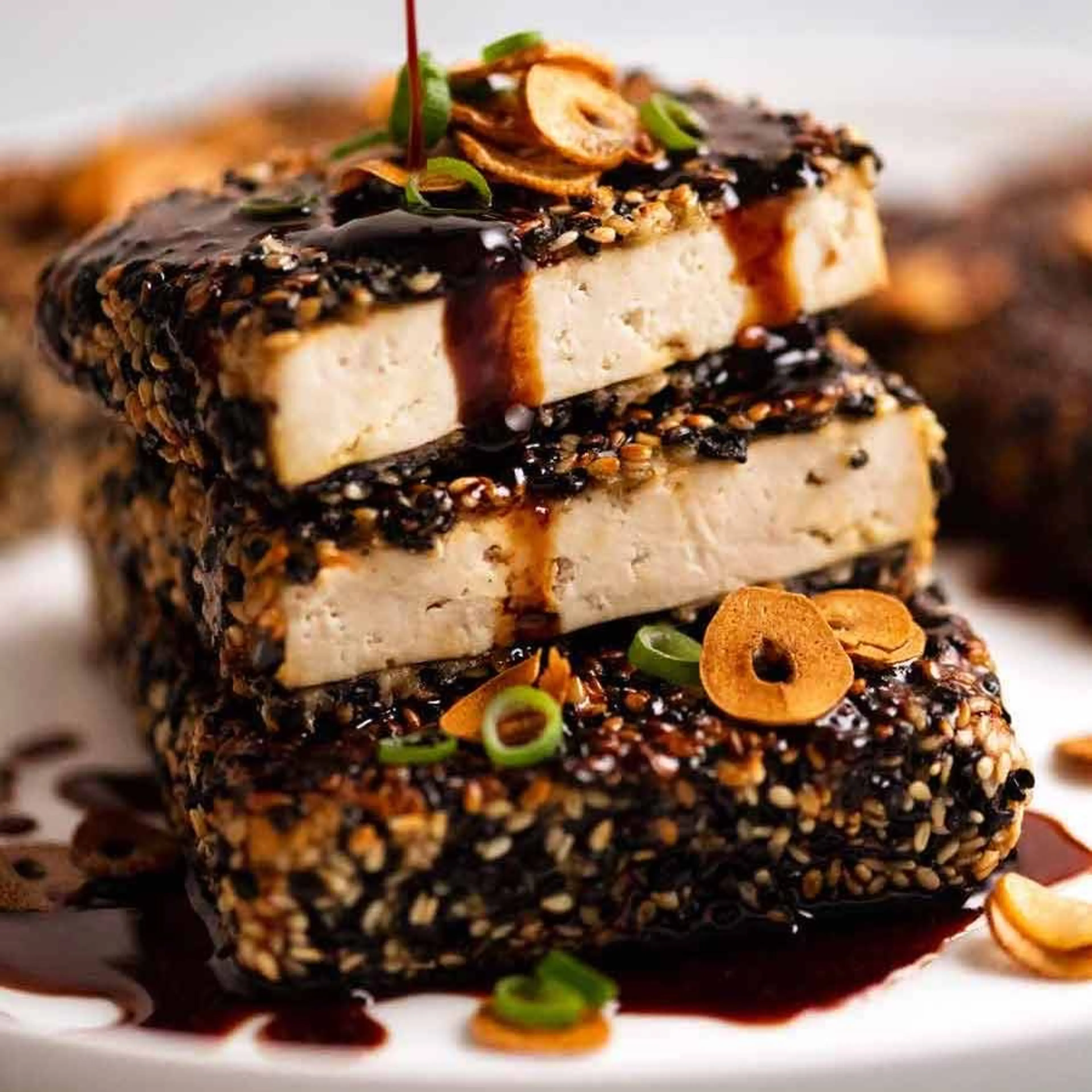 Sesame Crusted Tofu Steaks with Teriyaki Sauce
