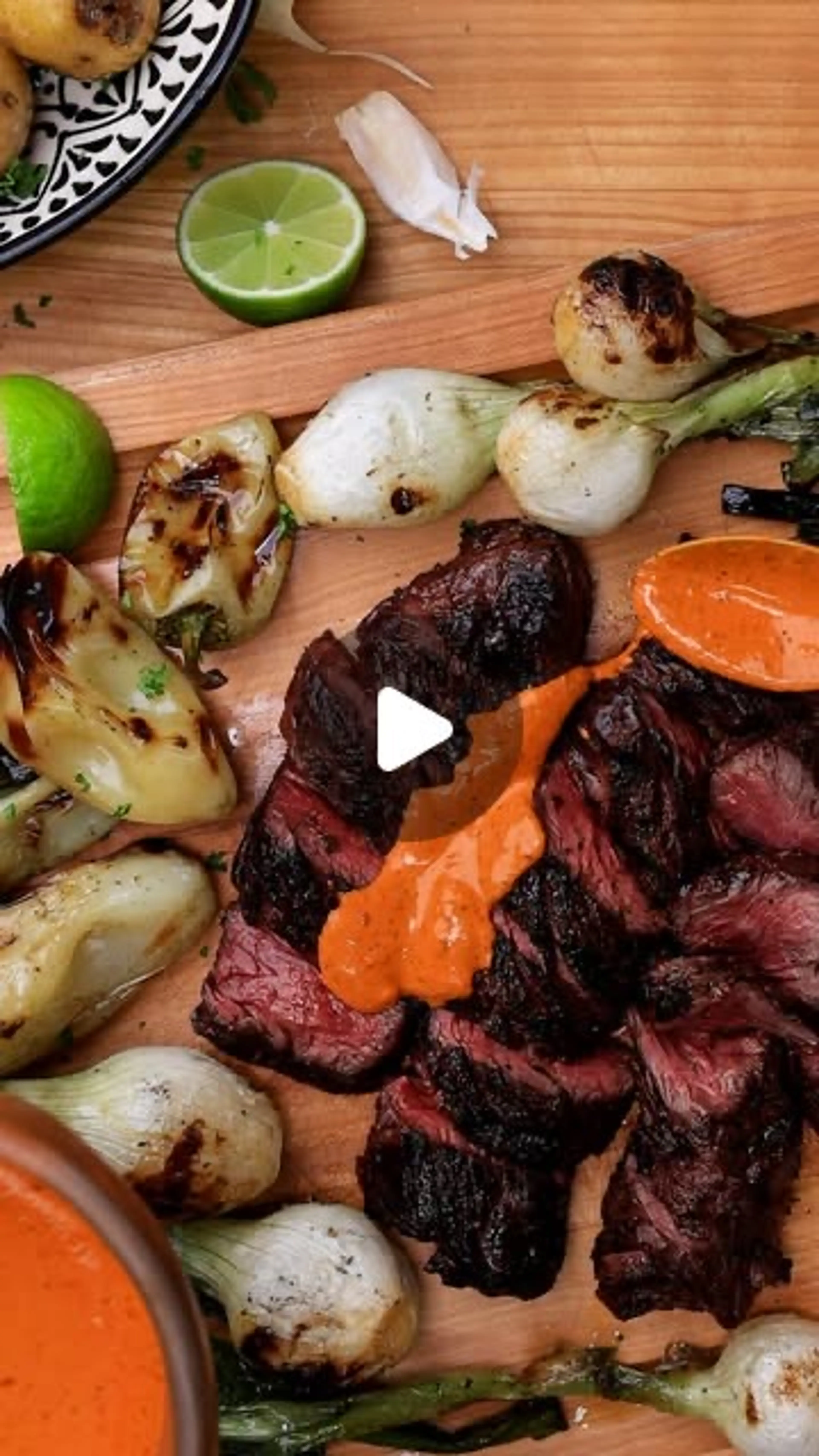Guajillo-garlic Hanger Steak with Cast Iron Potatoes, Grille