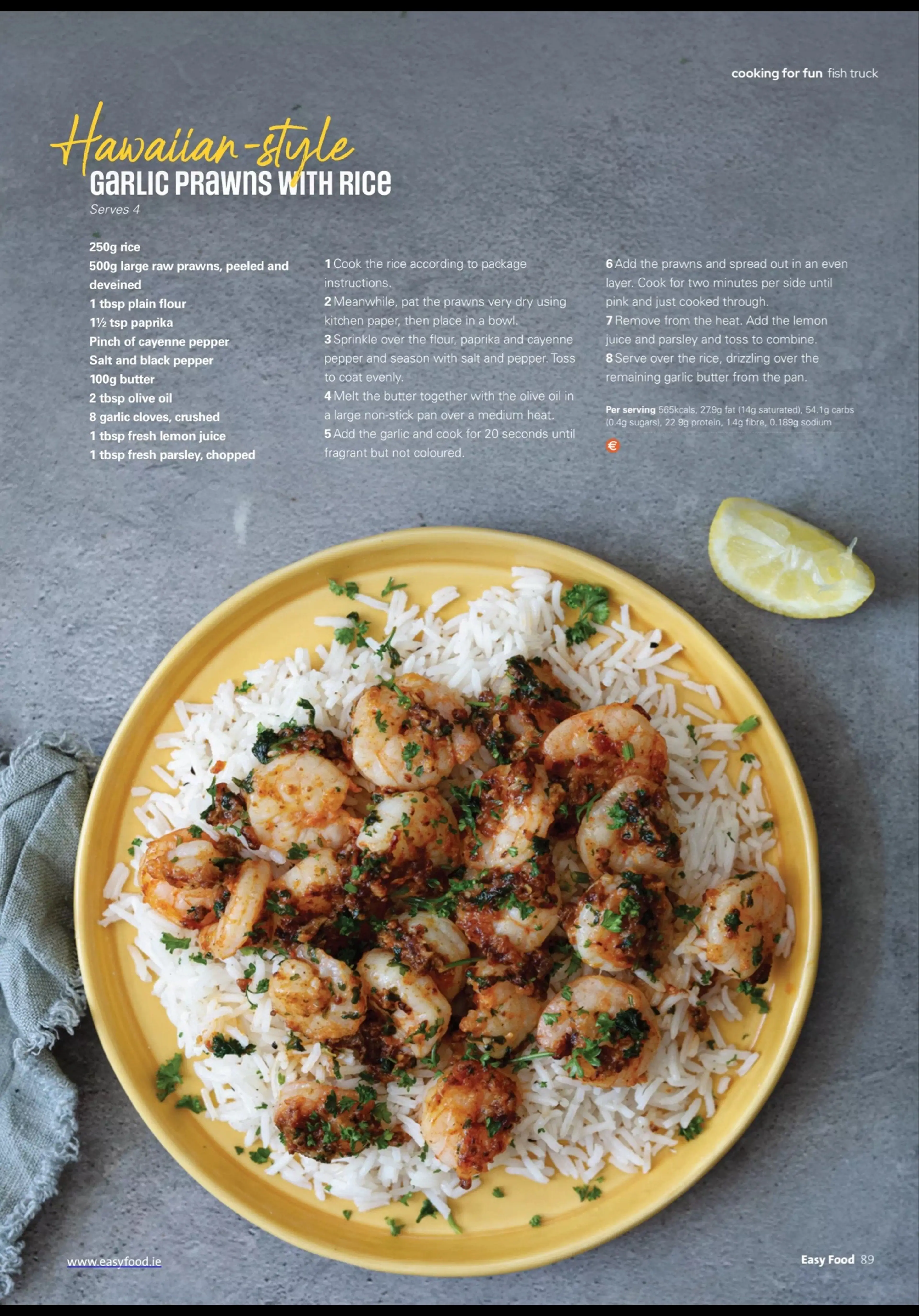HAWAIIAN STYLE GARLIC PRAWNS WITH RICE