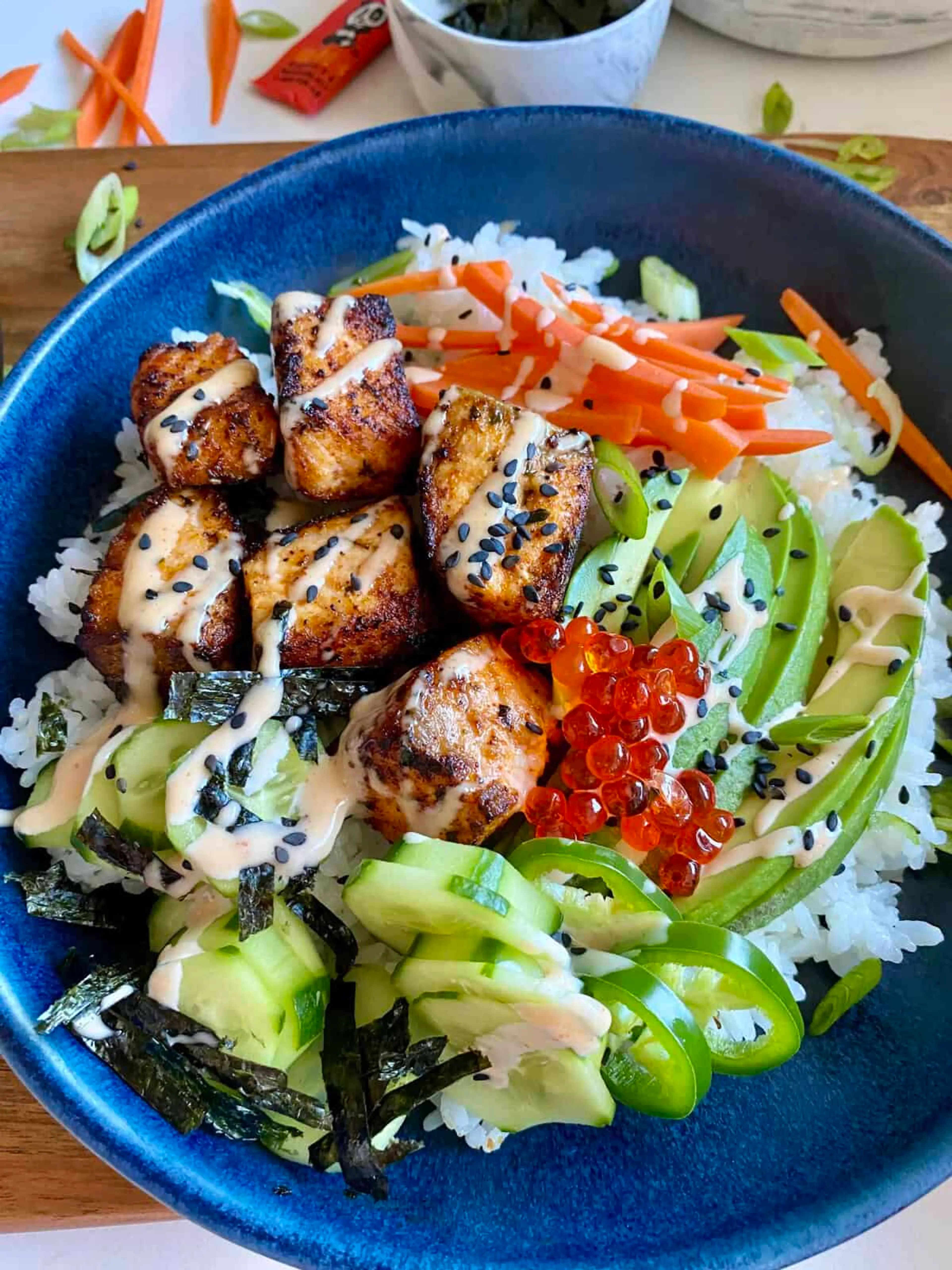 Crispy Spicy Salmon Bowls
