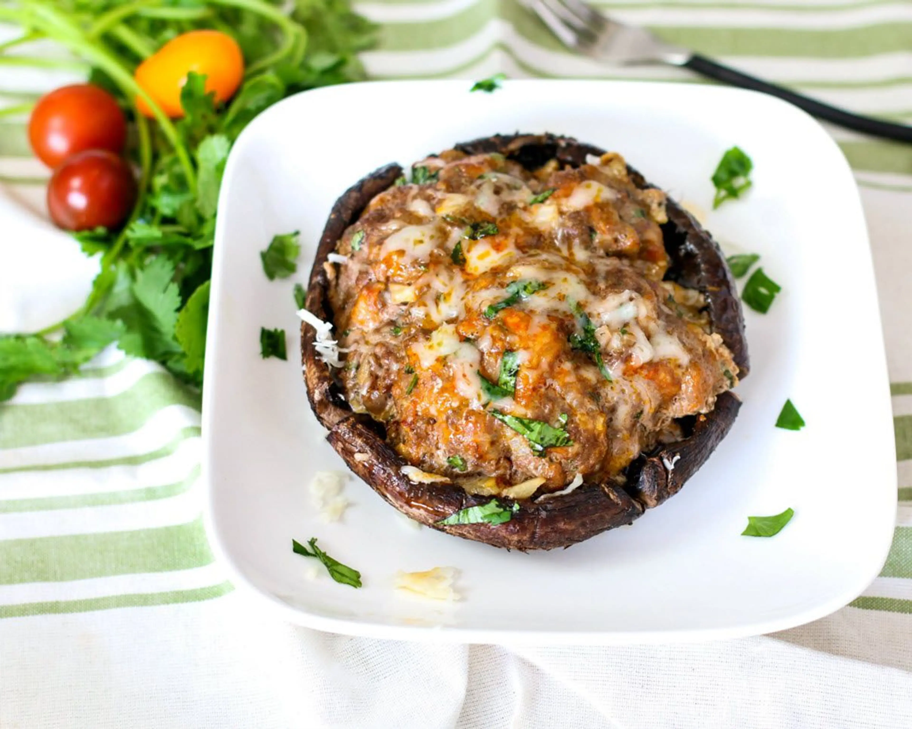 Mushroom Cap Chorizo Burger