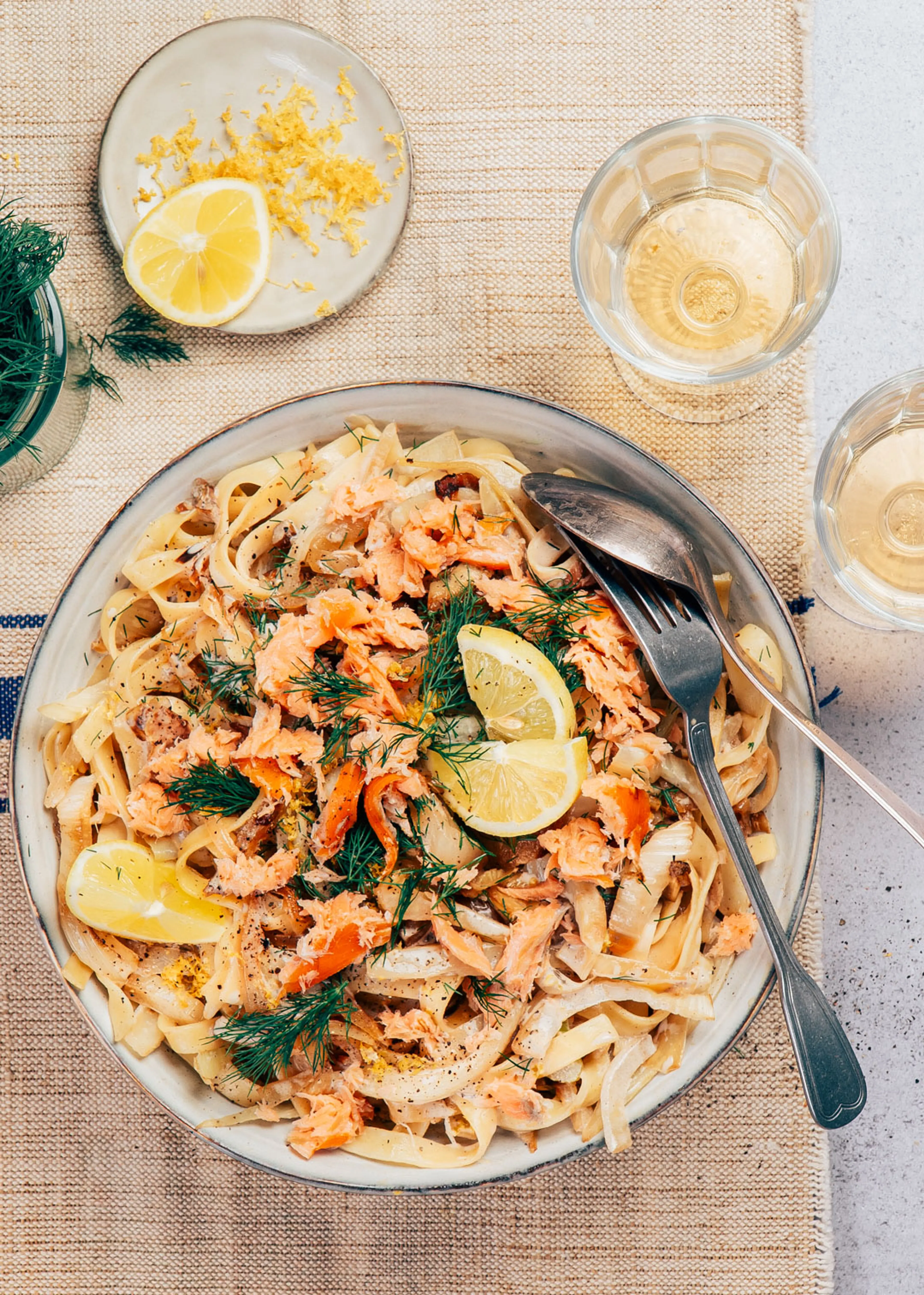 Pasta met venkel en zalm