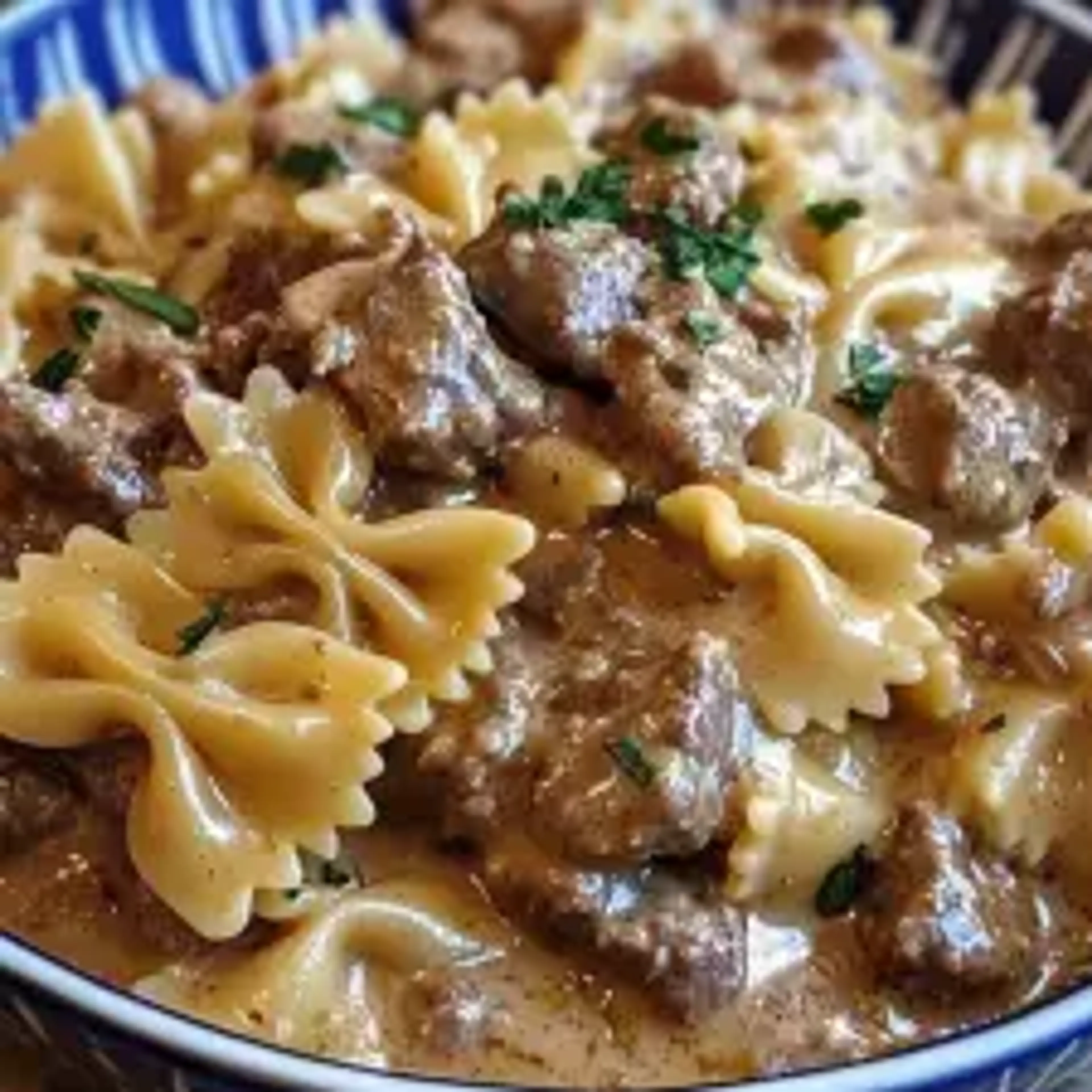 Enjoy a Creamy Beef and Bowtie Pasta Tonight