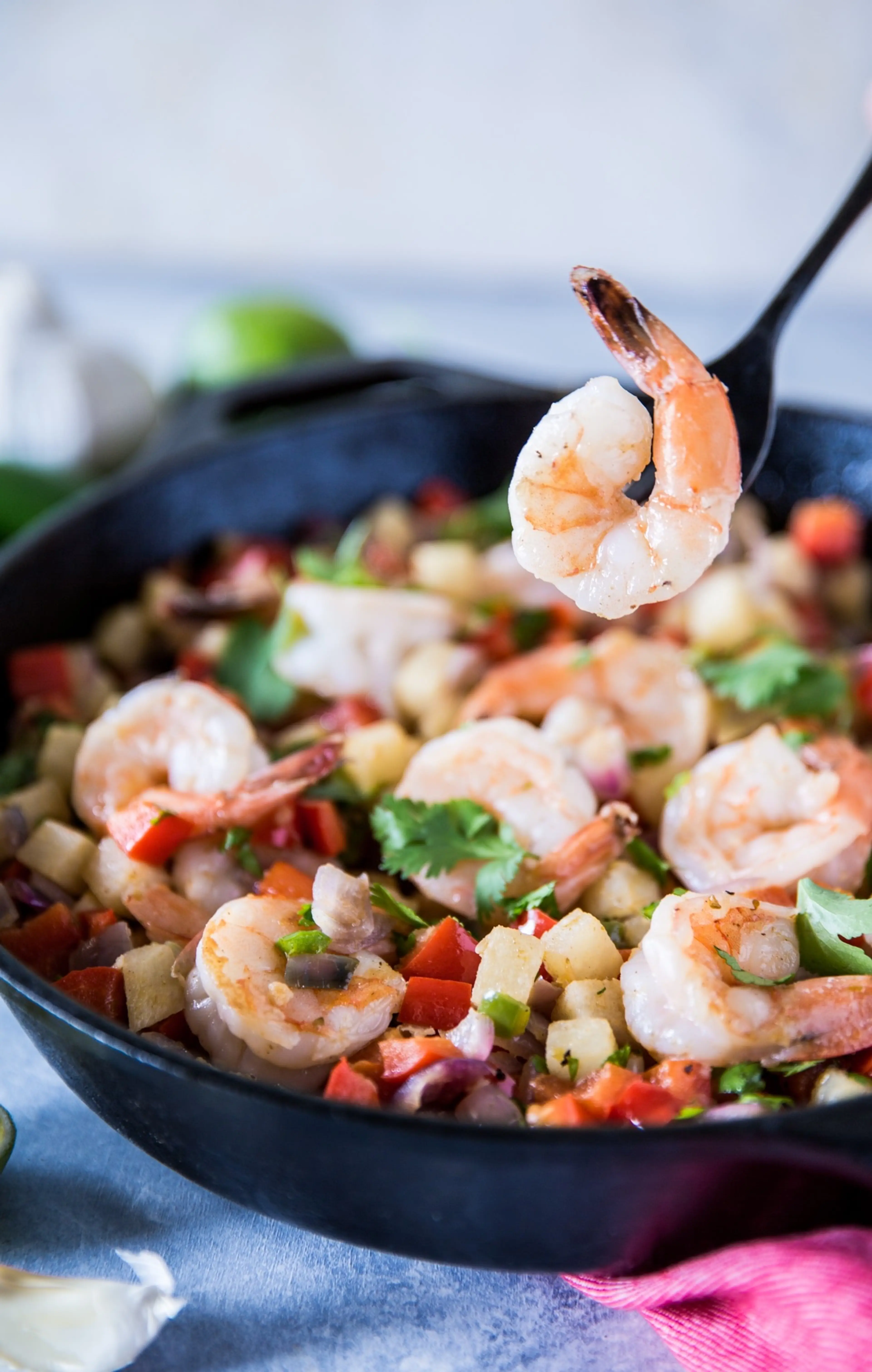 Mexican Jicama Shrimp Saute