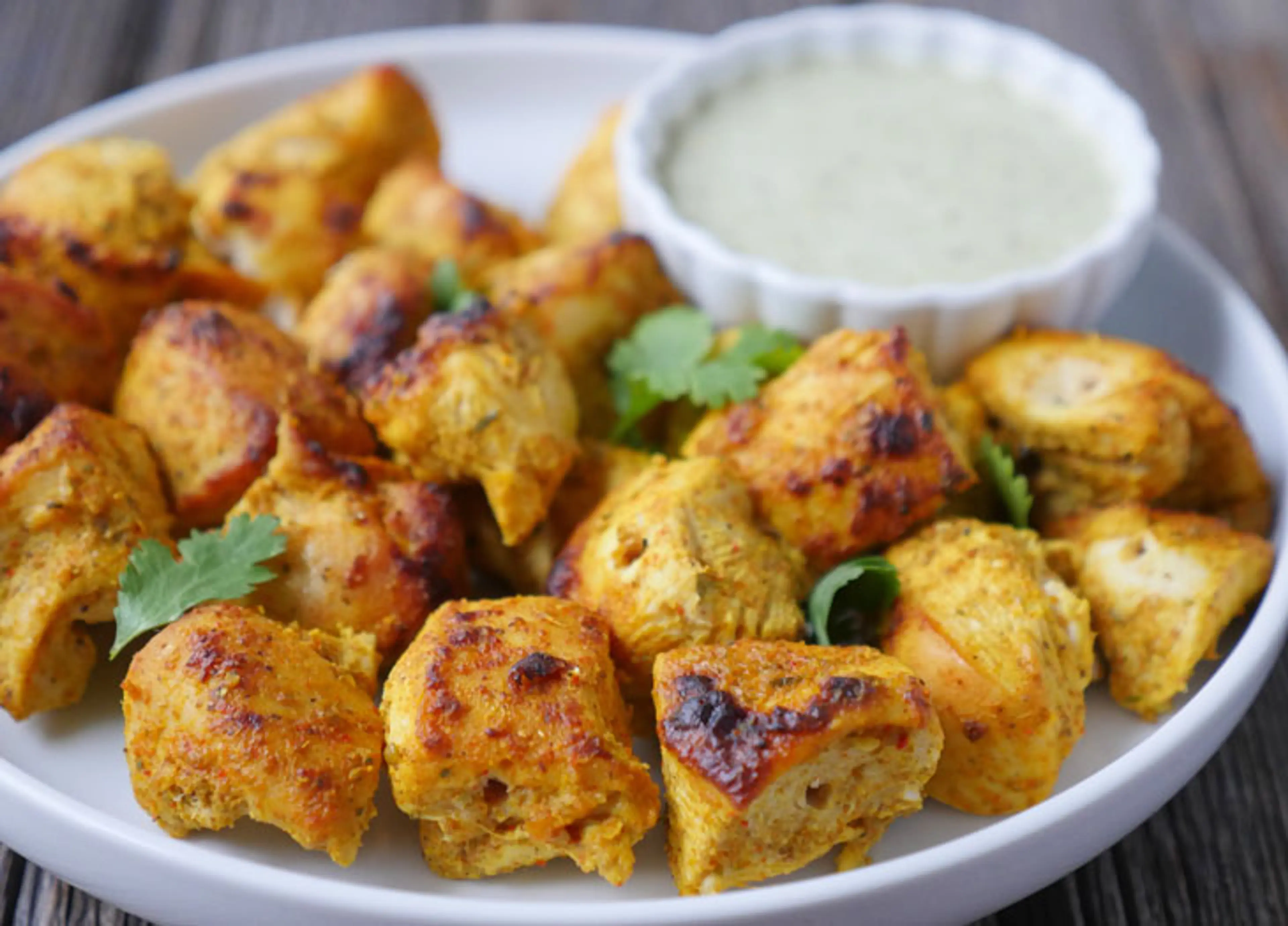Chicken Tikka with Cilantro Yogurt Dip