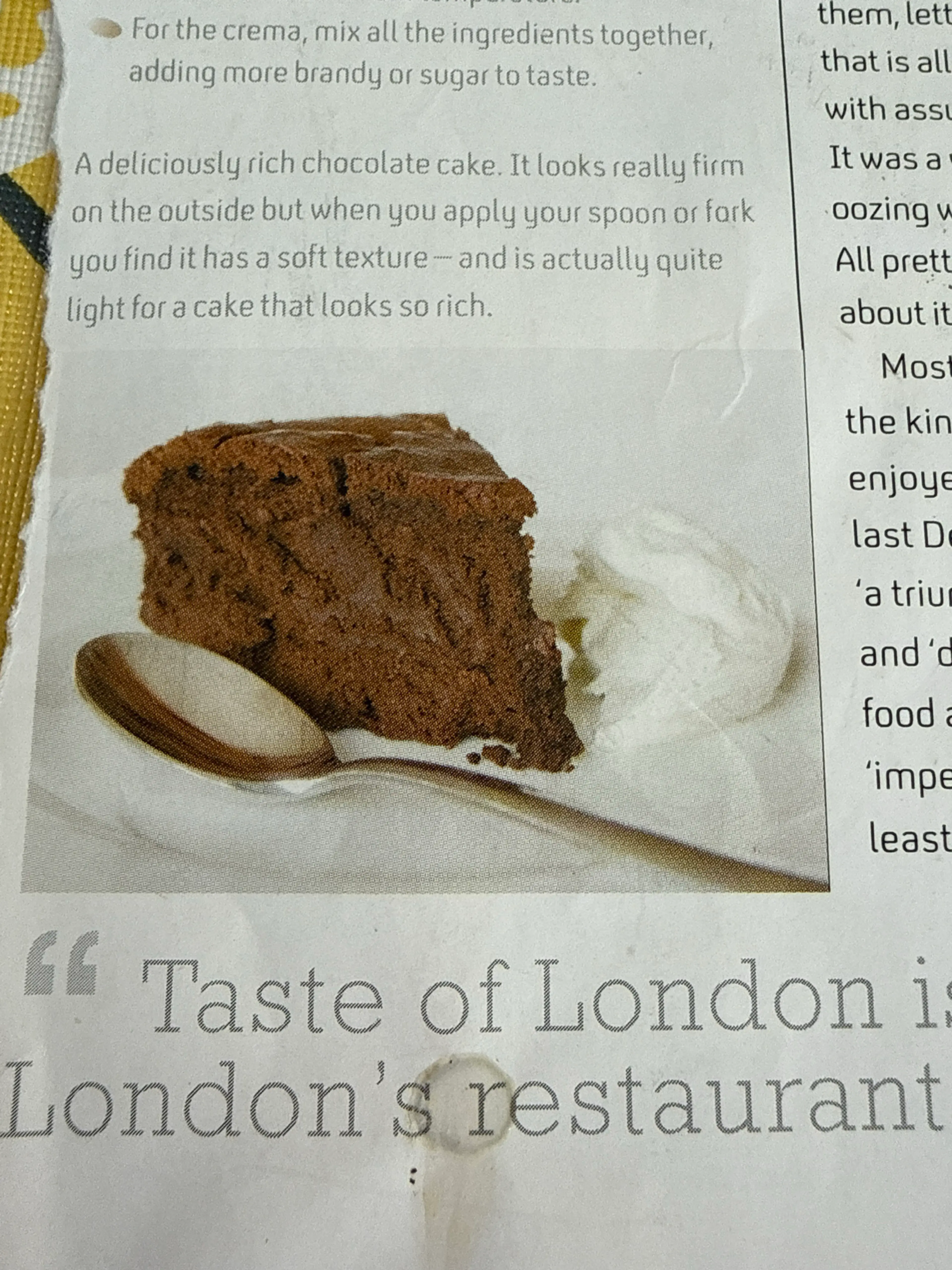 Soft chocolate cake with crema di mascarpone