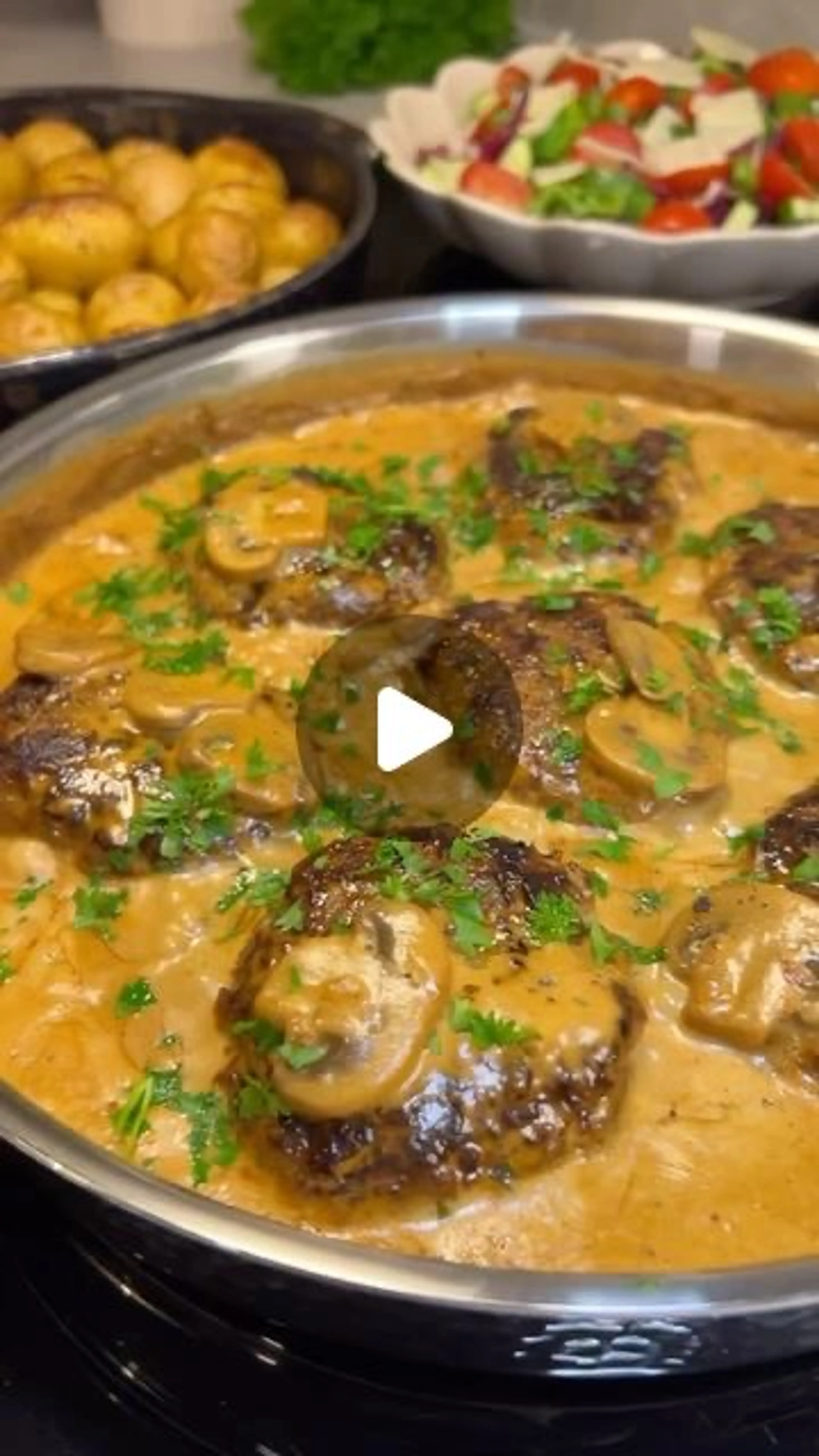 Beef Patties In Creamy Mushroom Sauce