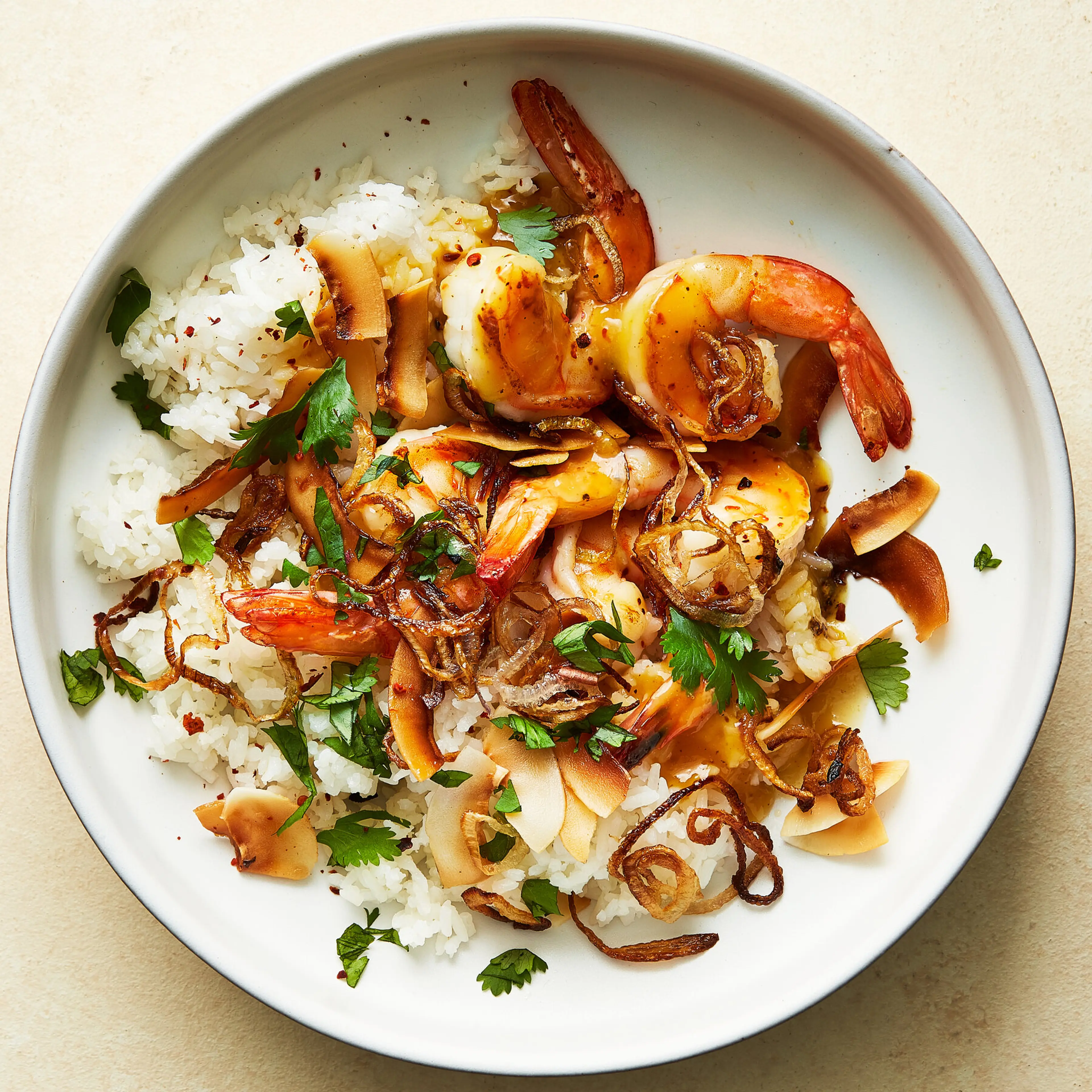 Crispy Coconut Shrimp and Shallots