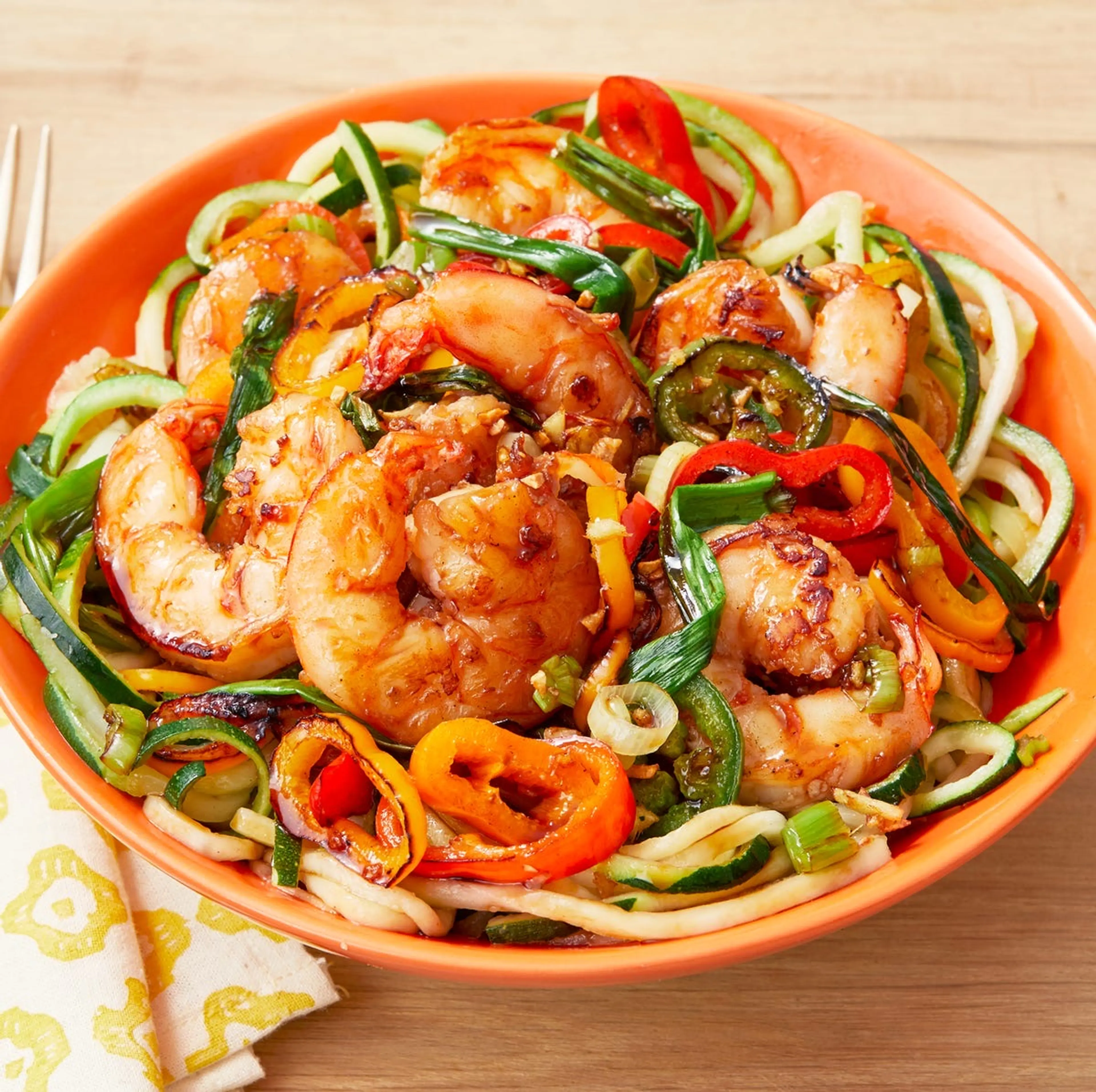 Spicy Shrimp Stir-Fry with Zucchini Noodles
