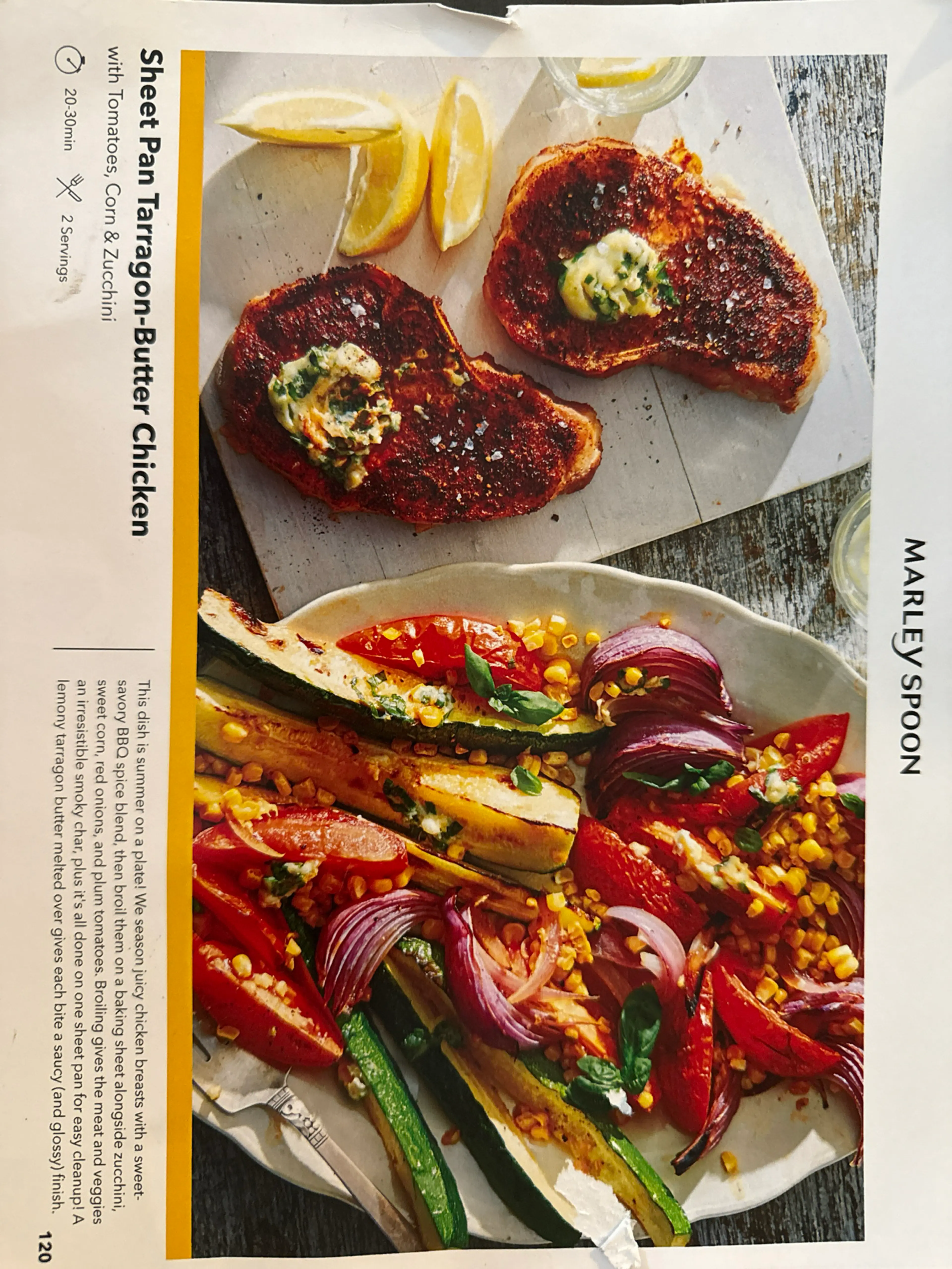 Sheet Pan Tarragon Butter Chicken W/ Tomatoes, Corn, Zucchin