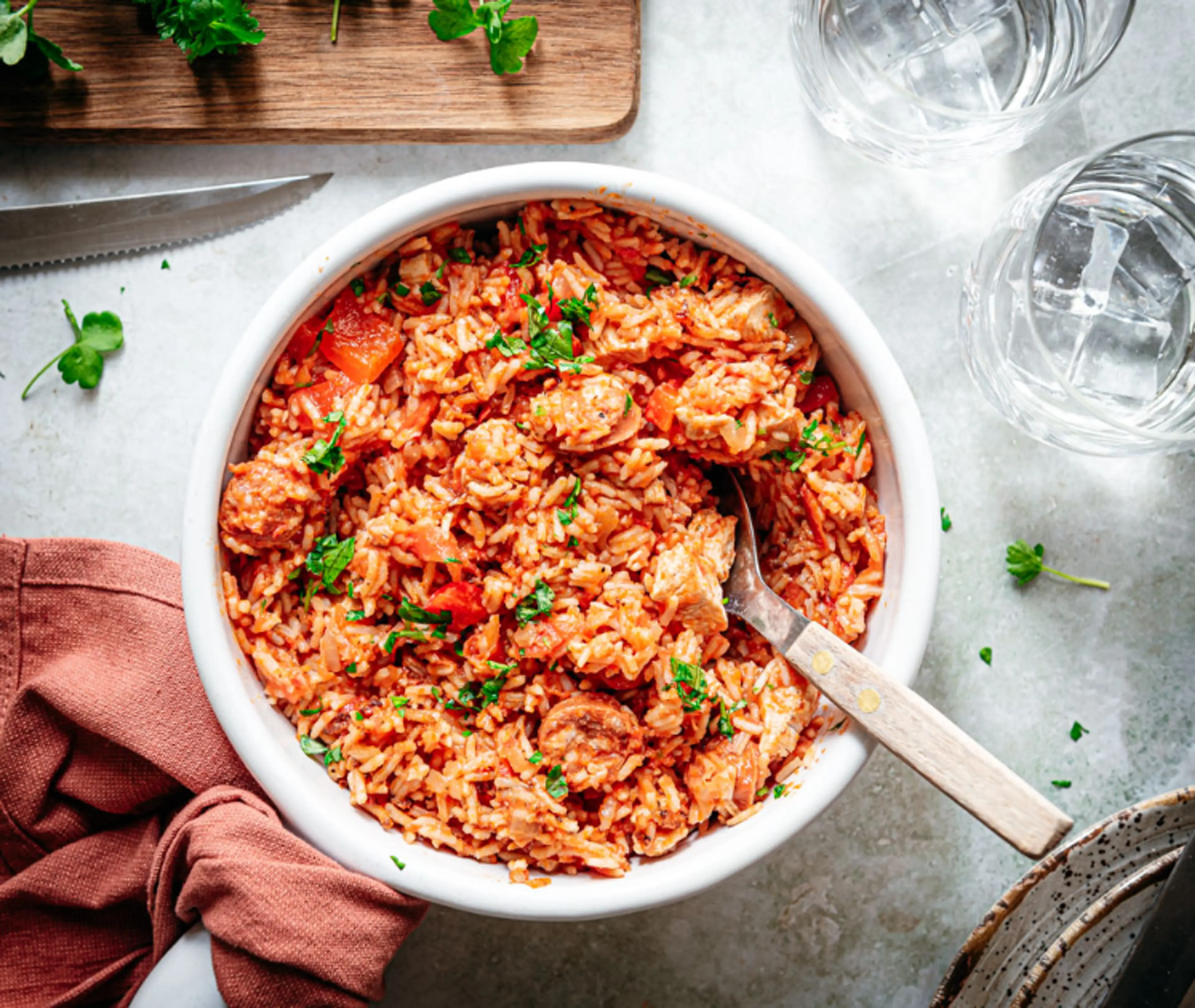 Jambalaya met kip en chorizo