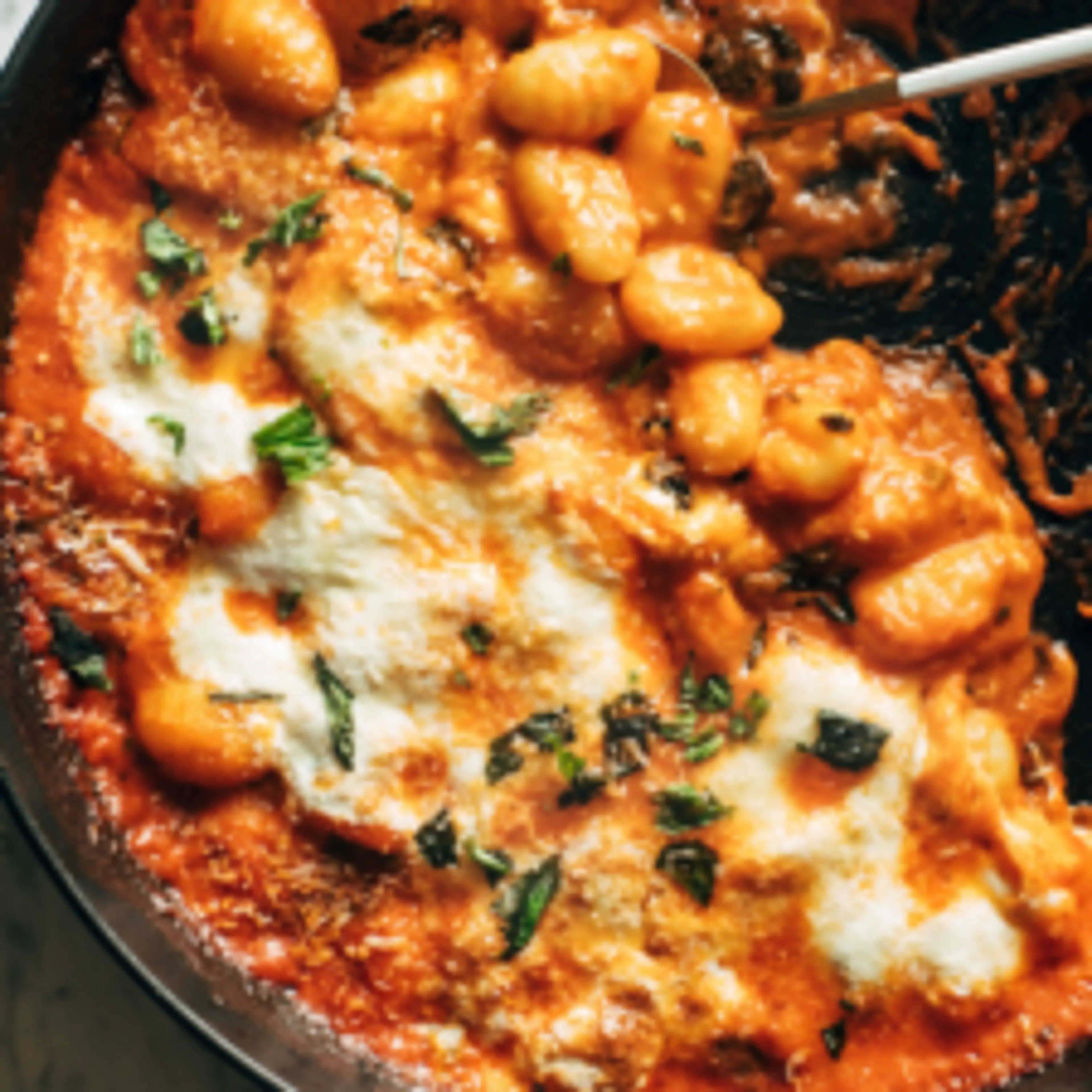 Three Cheese Baked Gnocchi with Spinach