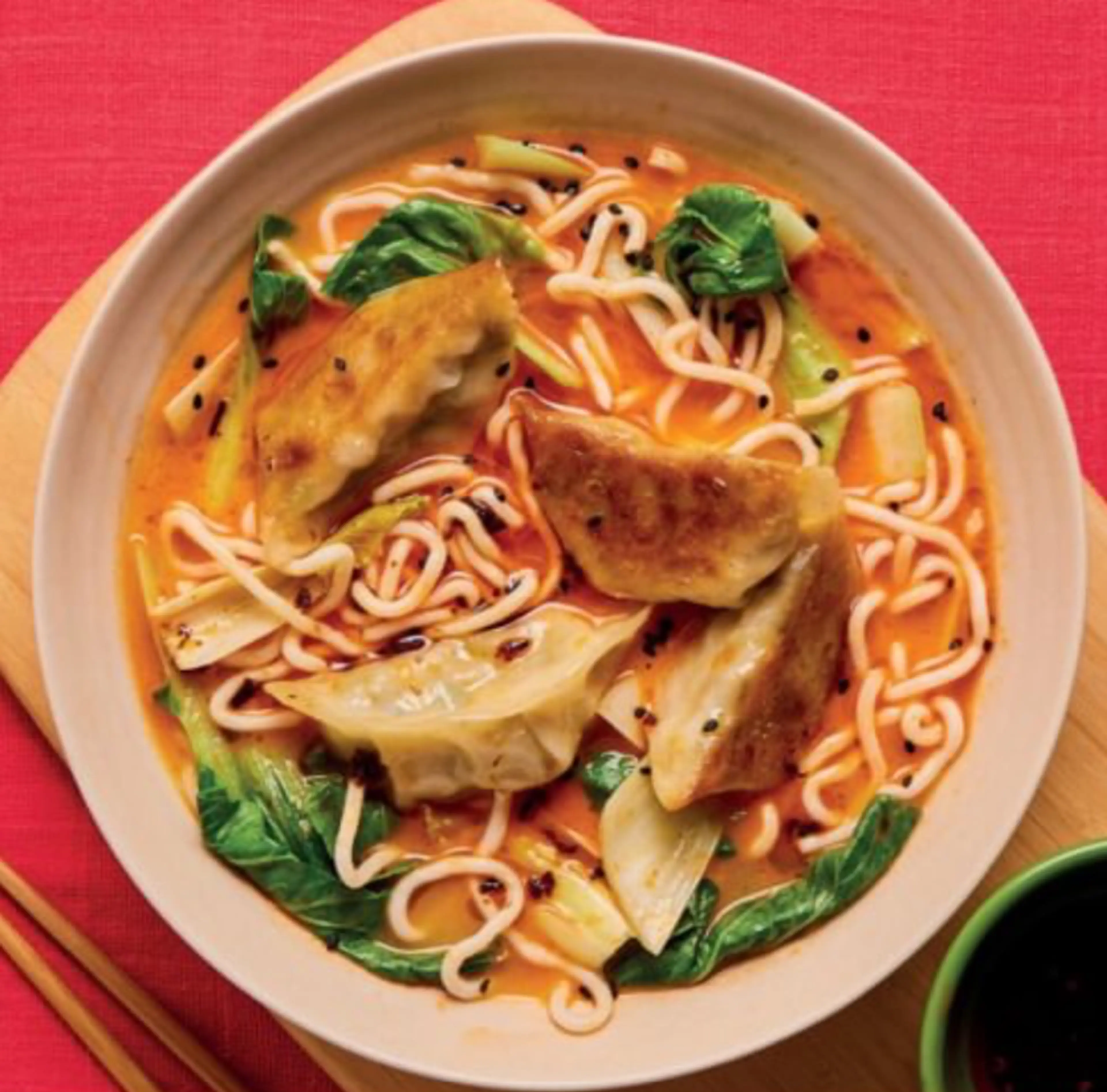 Vegetable gyoza noodle bowls