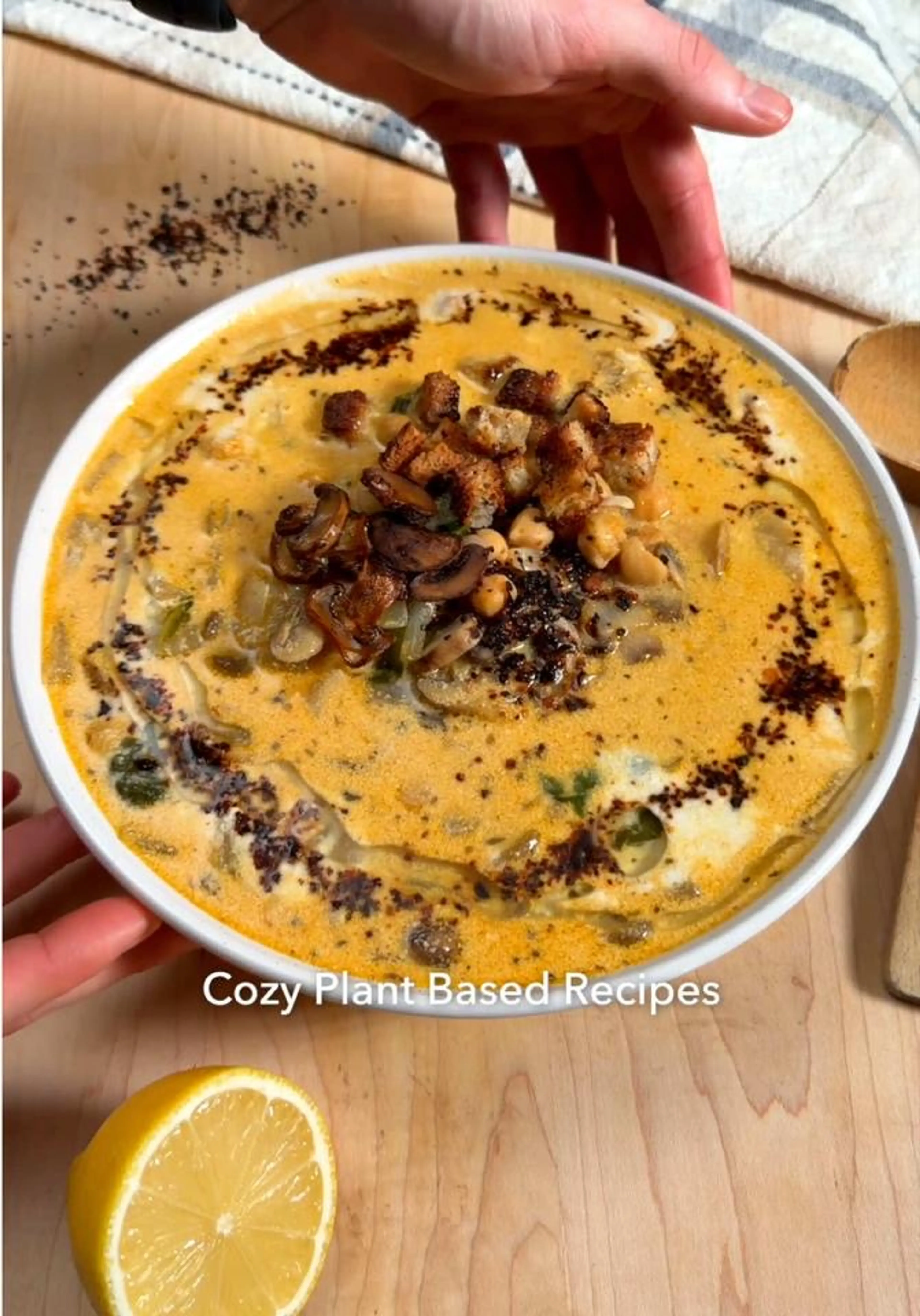 Creamy Mushroom Chickpea Soup