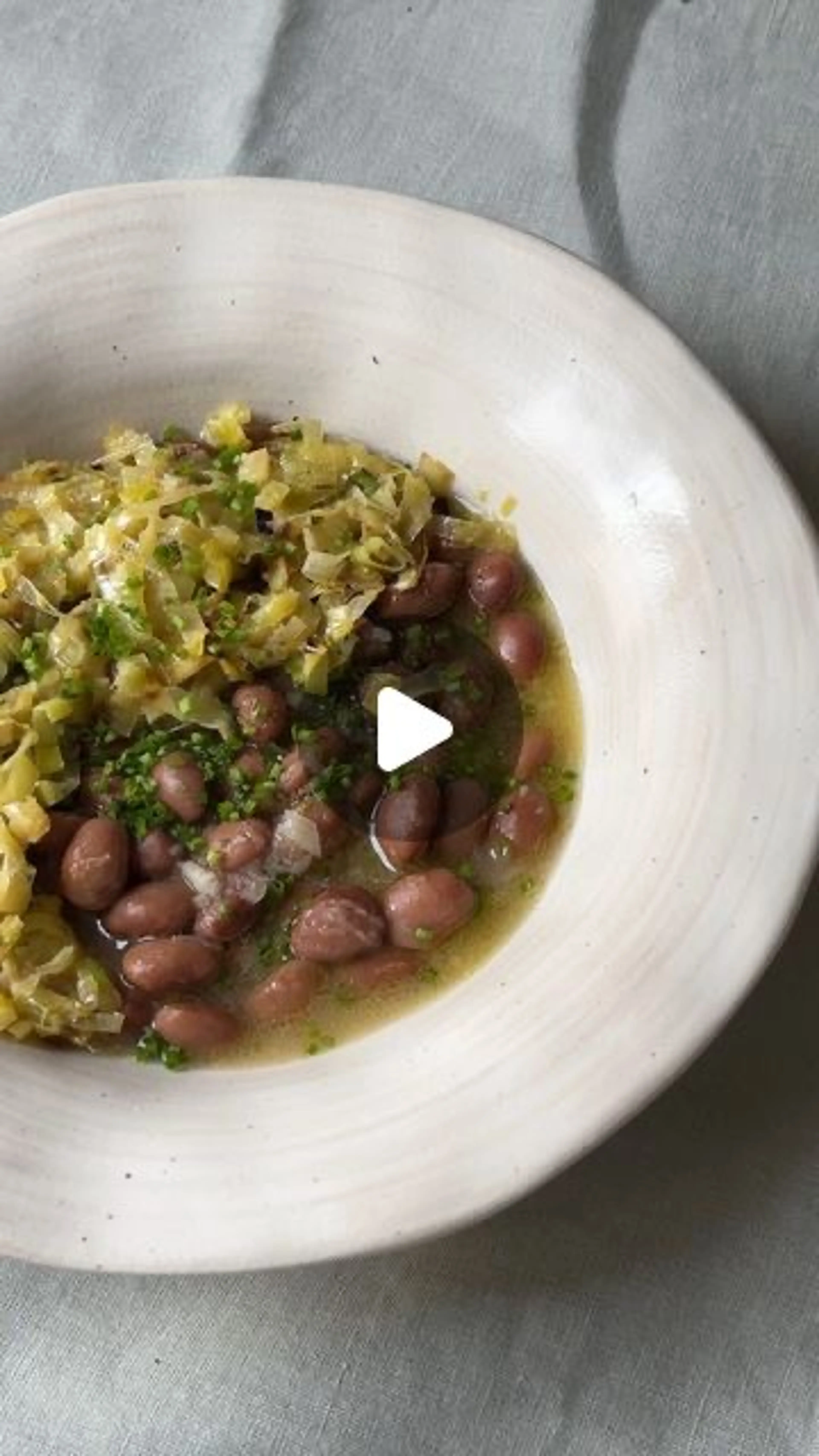 Simple Brothy Beans with Miso Butter Sautéed Leeks