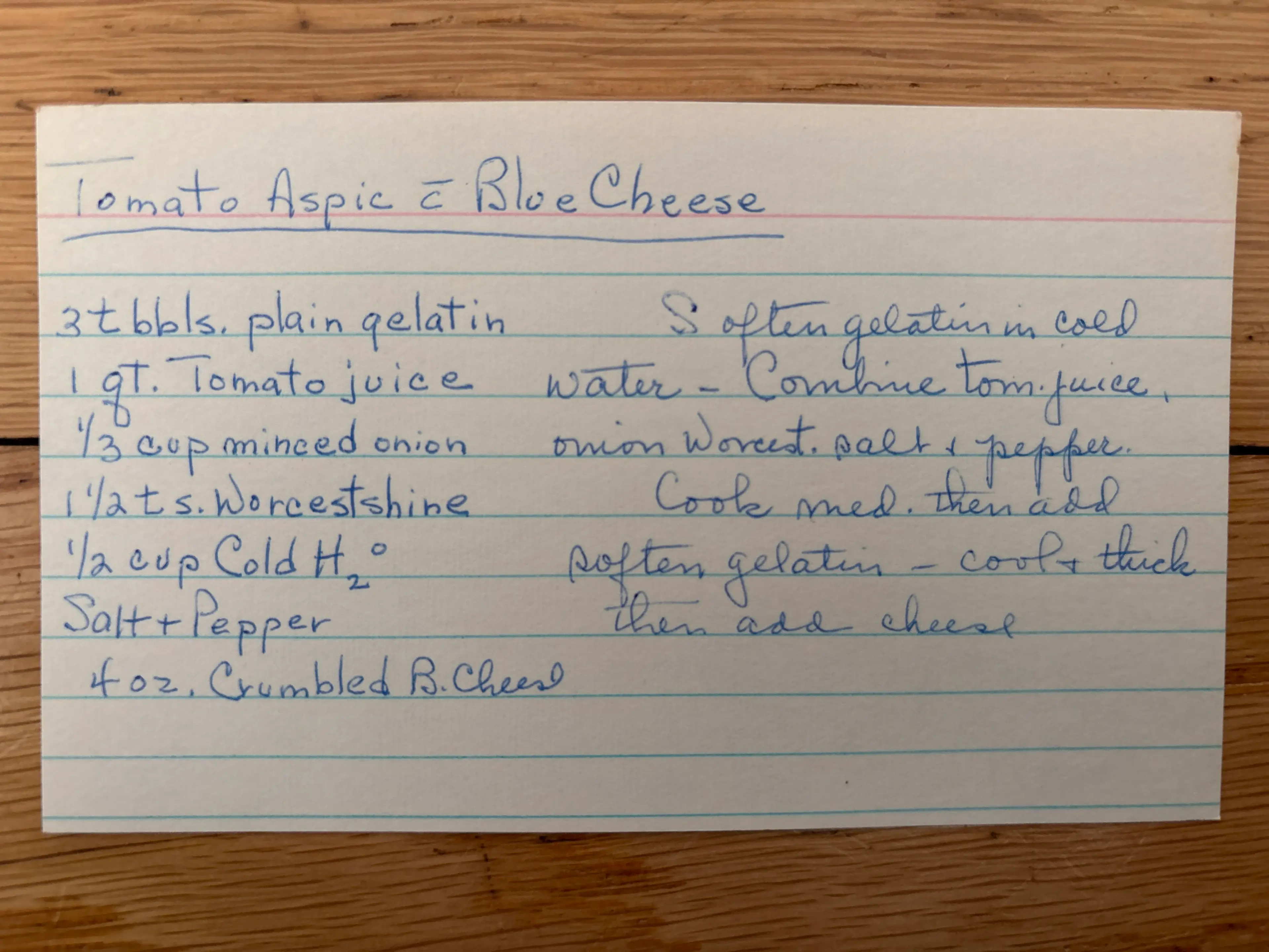 Tomato Aspic And Blue Cheese