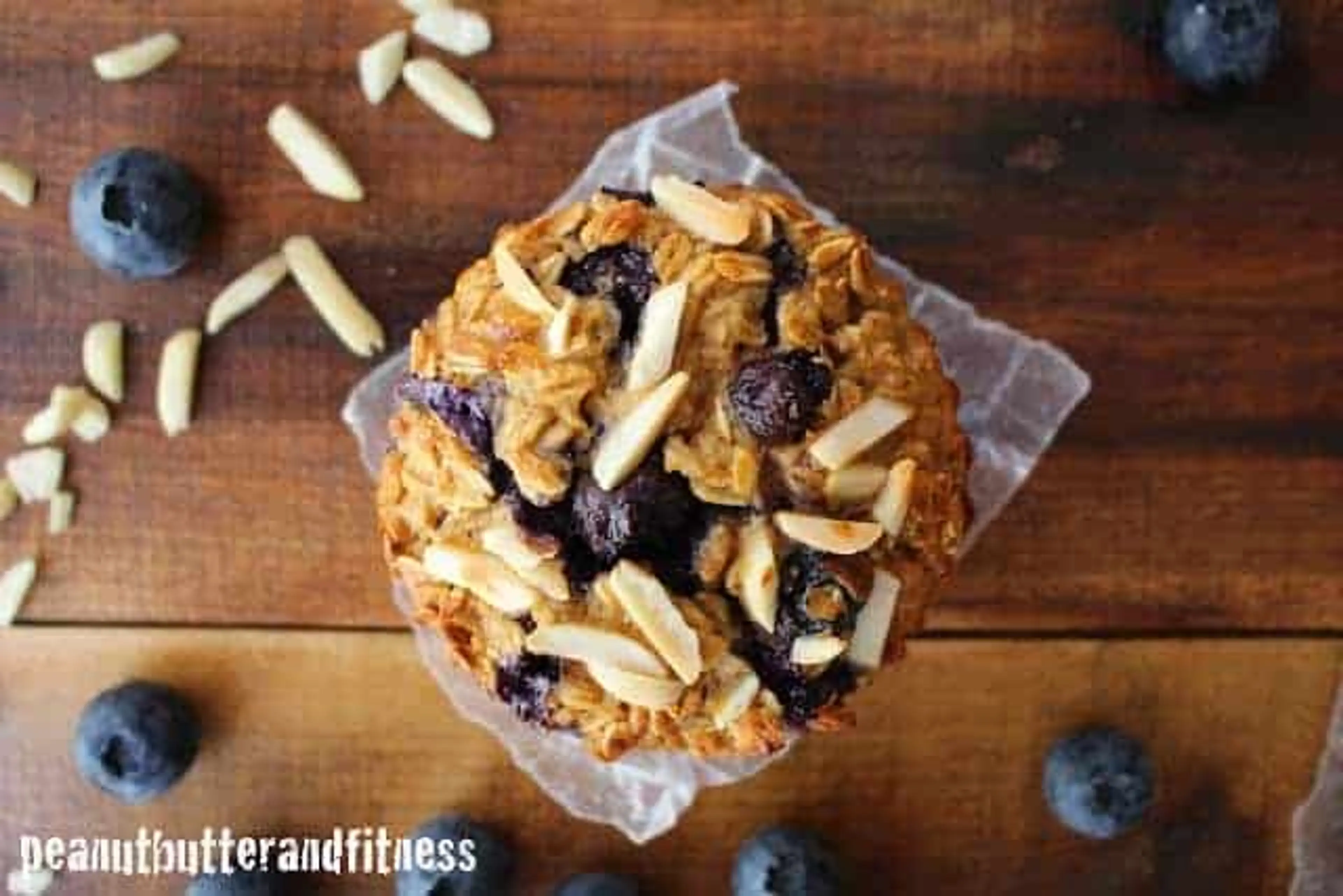 Blueberry Almond Baked Protein Oatmeal Muffins