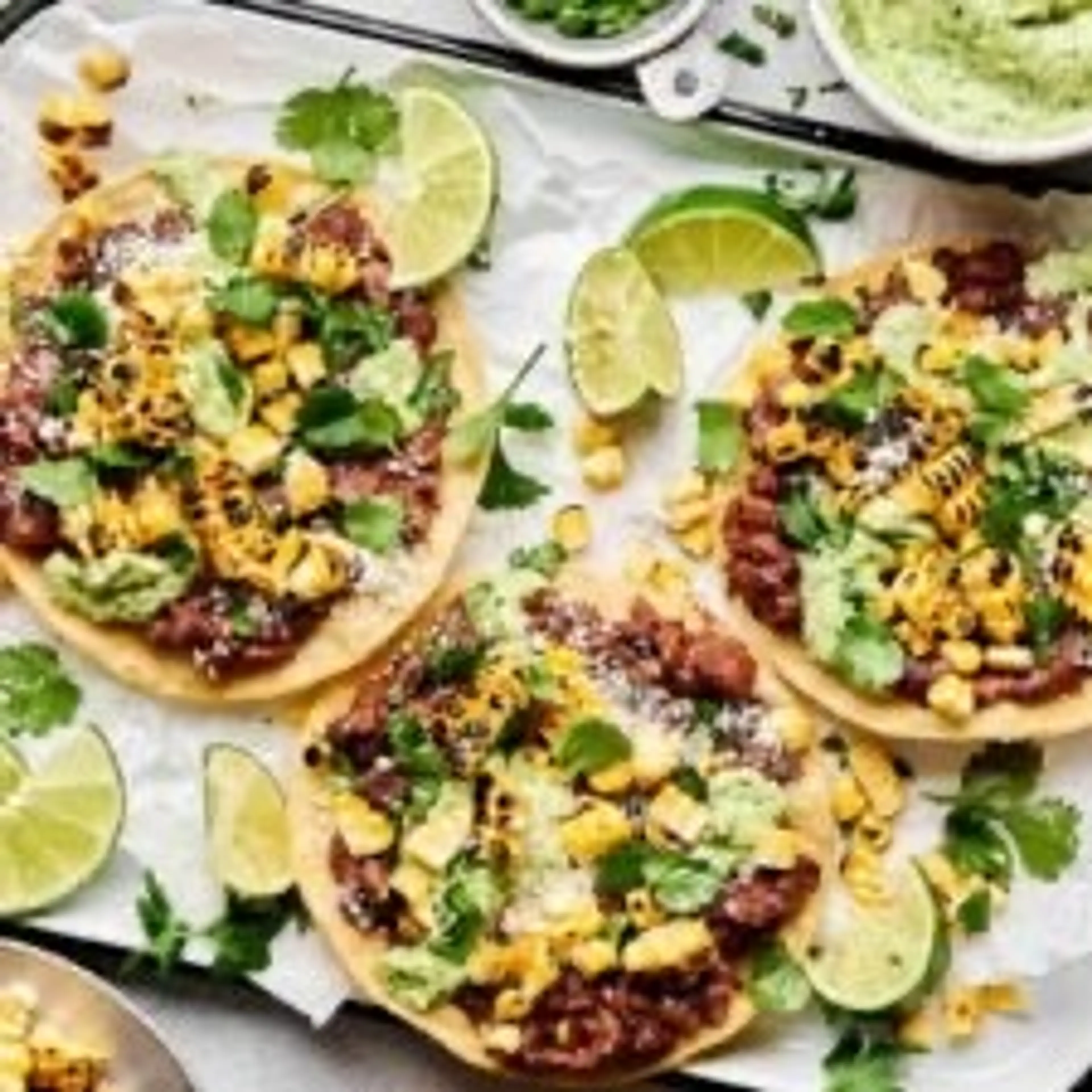 30-Minute Black Bean Tostadas with Avocado Crema (Vegetarian