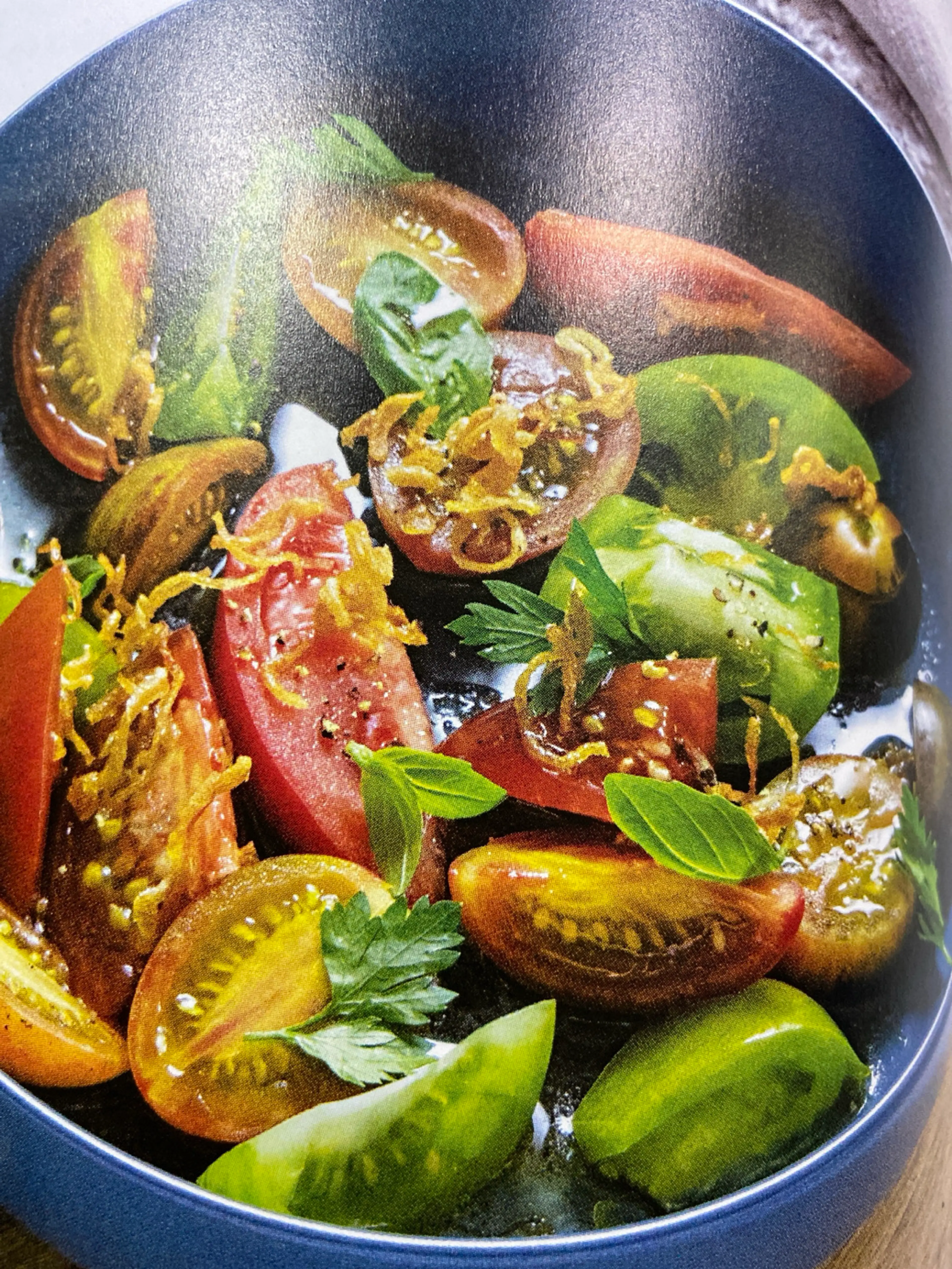 SUMMER TOMATO SALAD WITH FRIZZLED SHALLOTS