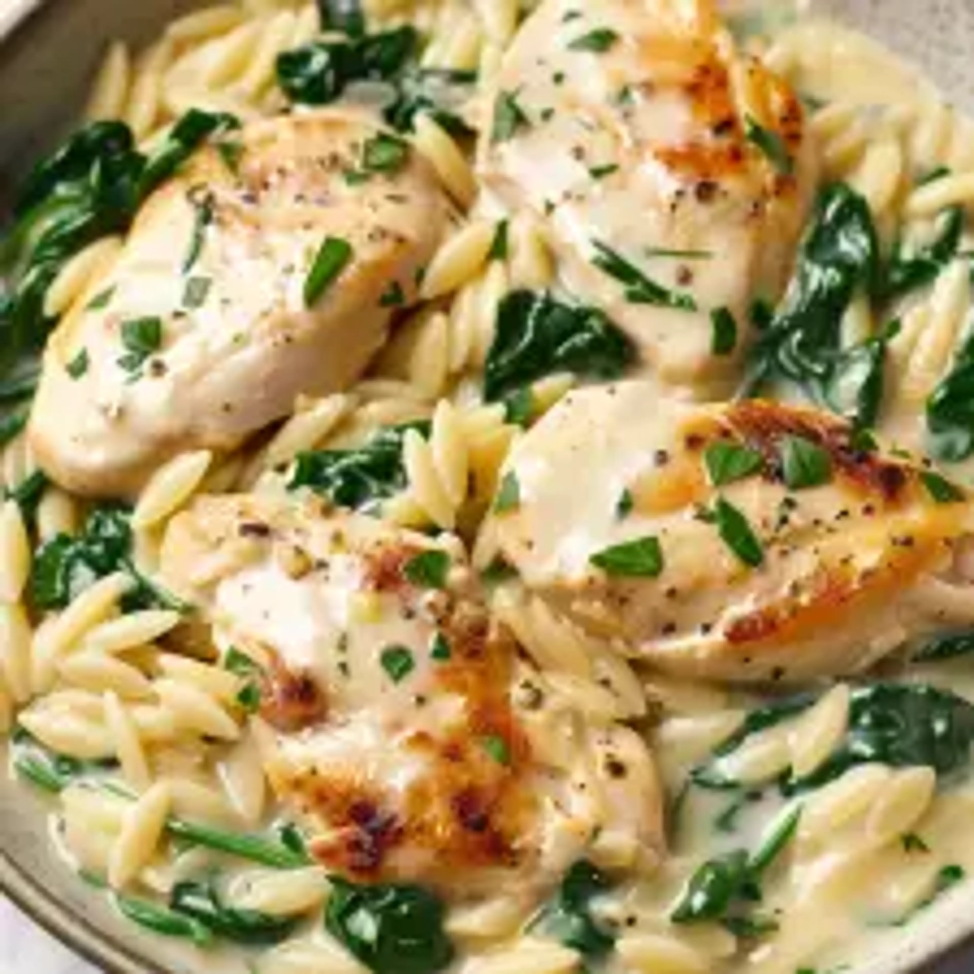 Boursin Orzo with Chicken