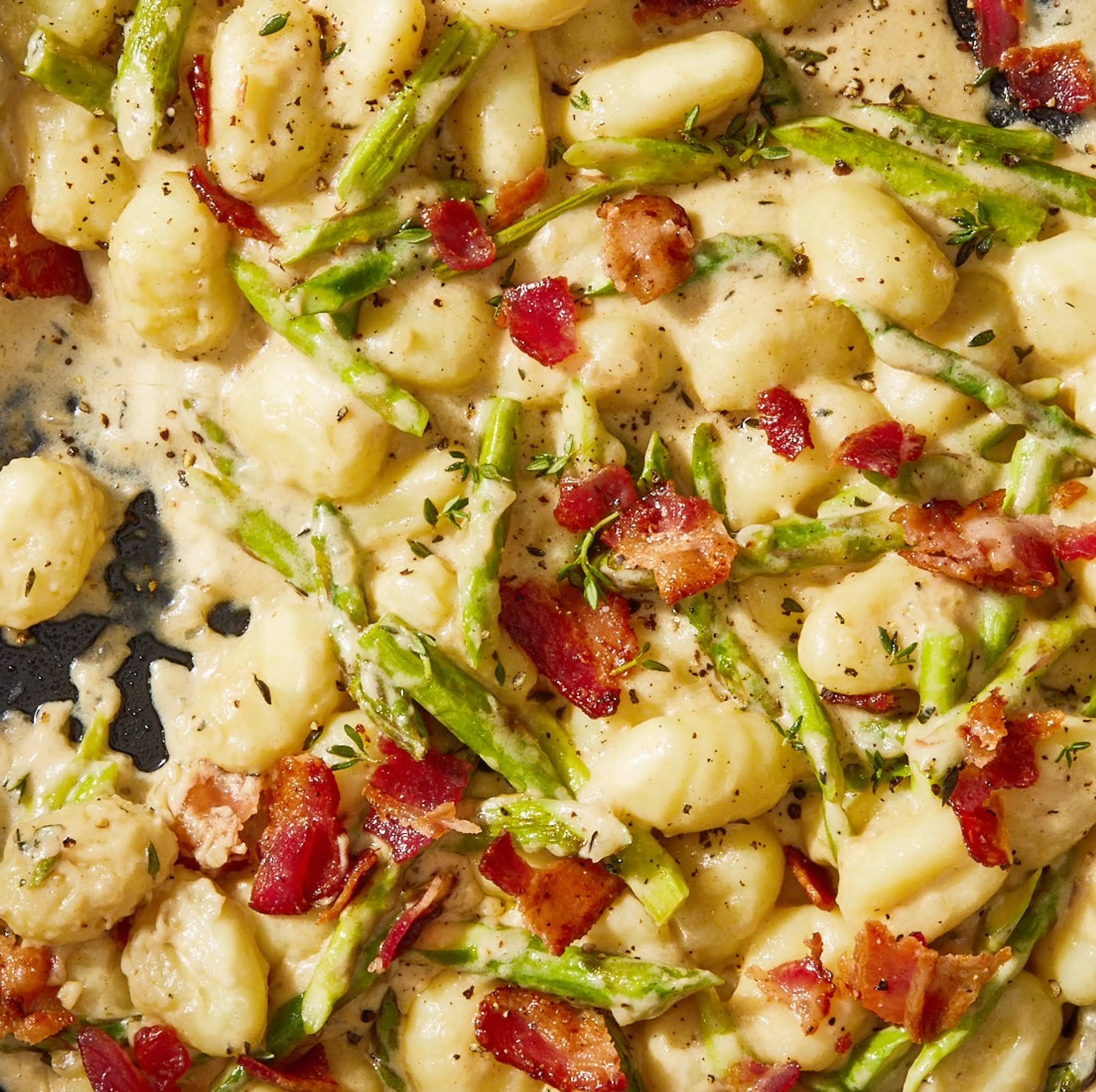 Creamy Asparagus Bacon Gnocchi