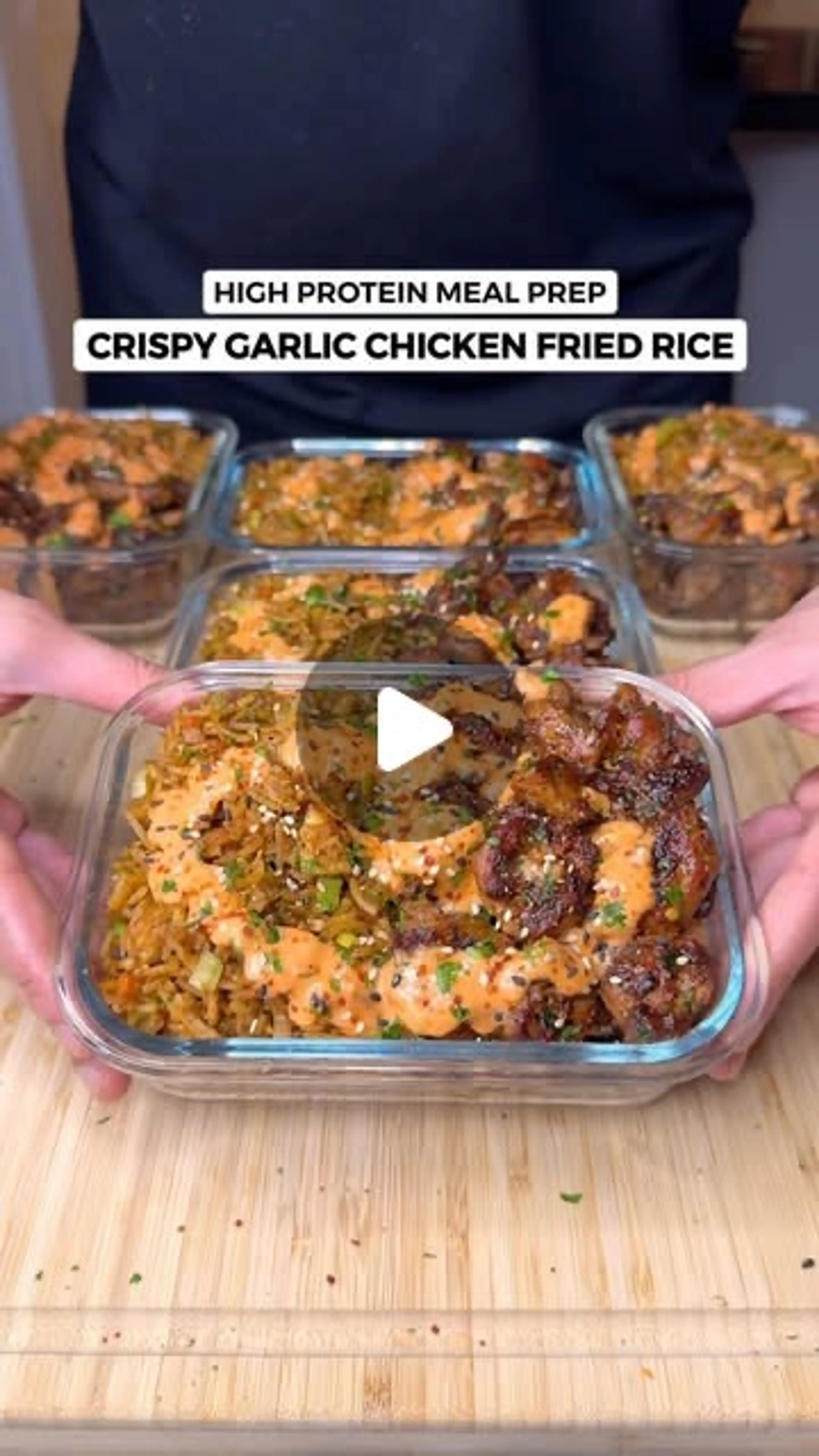 High Protein Crispy Garlic Chicken Fried Rice