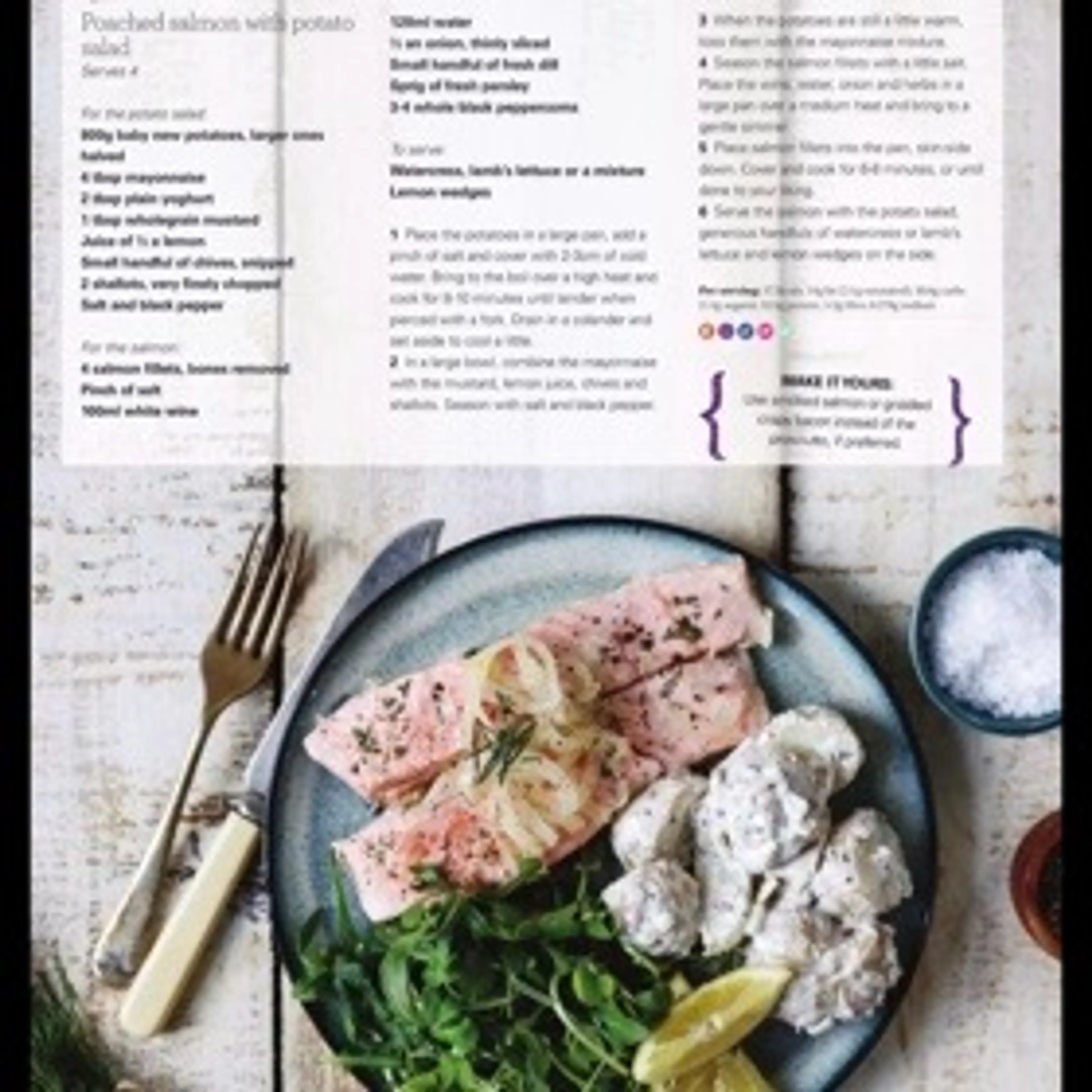 Poached salmon with potato salad
