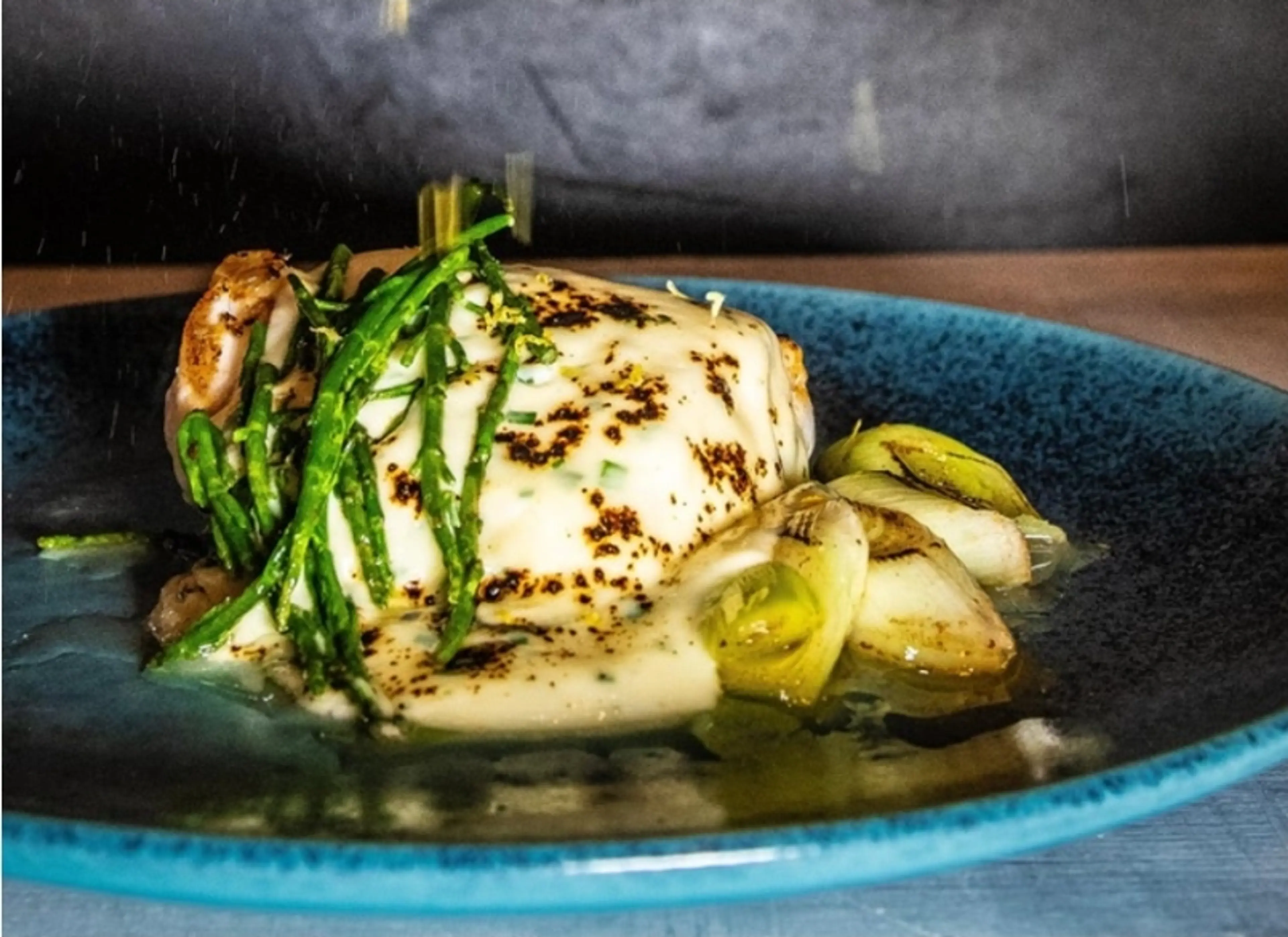Cod Mornay with Buttered Leeks