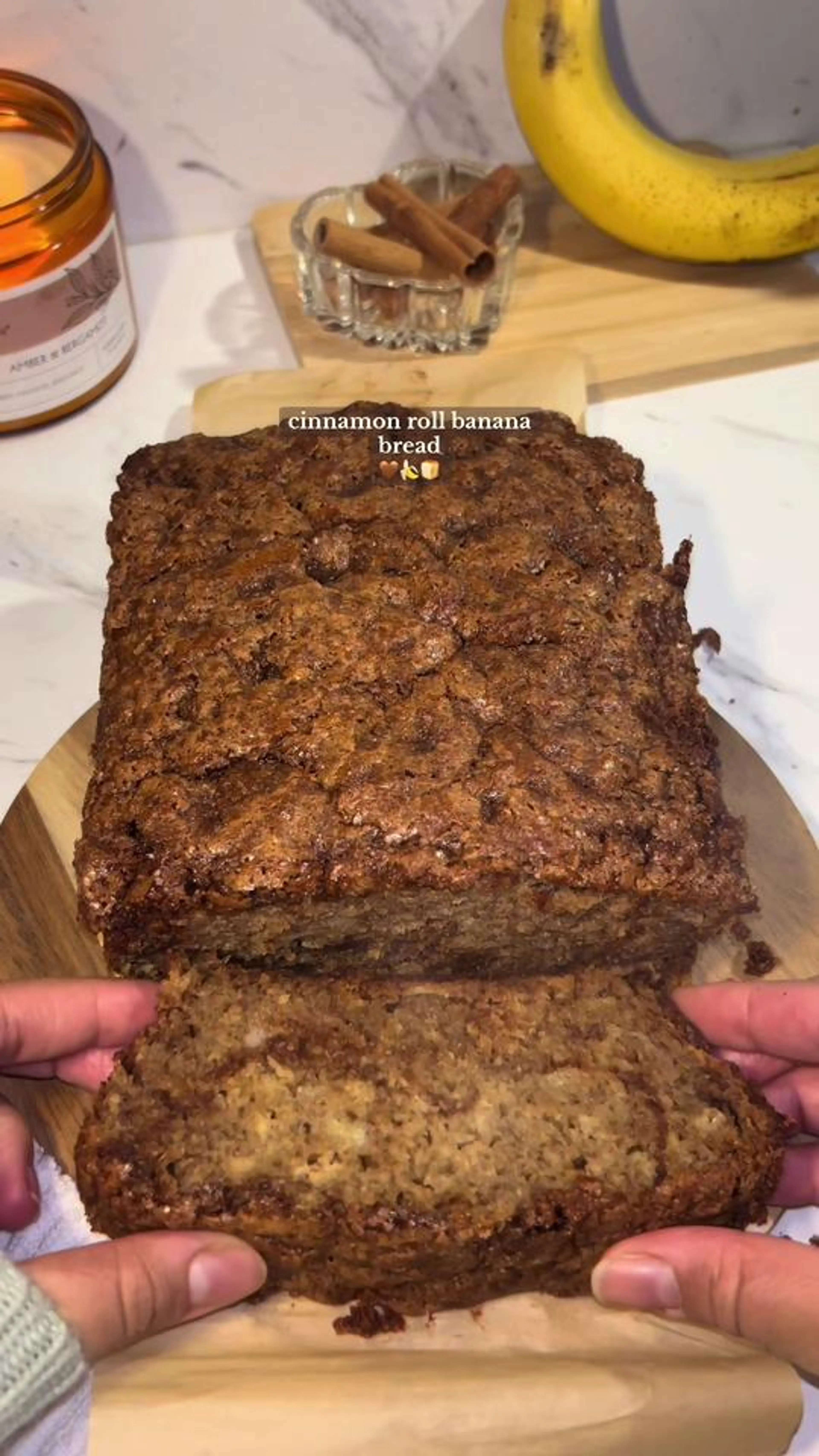 Homemade Cinnamon Roll Banana Bread