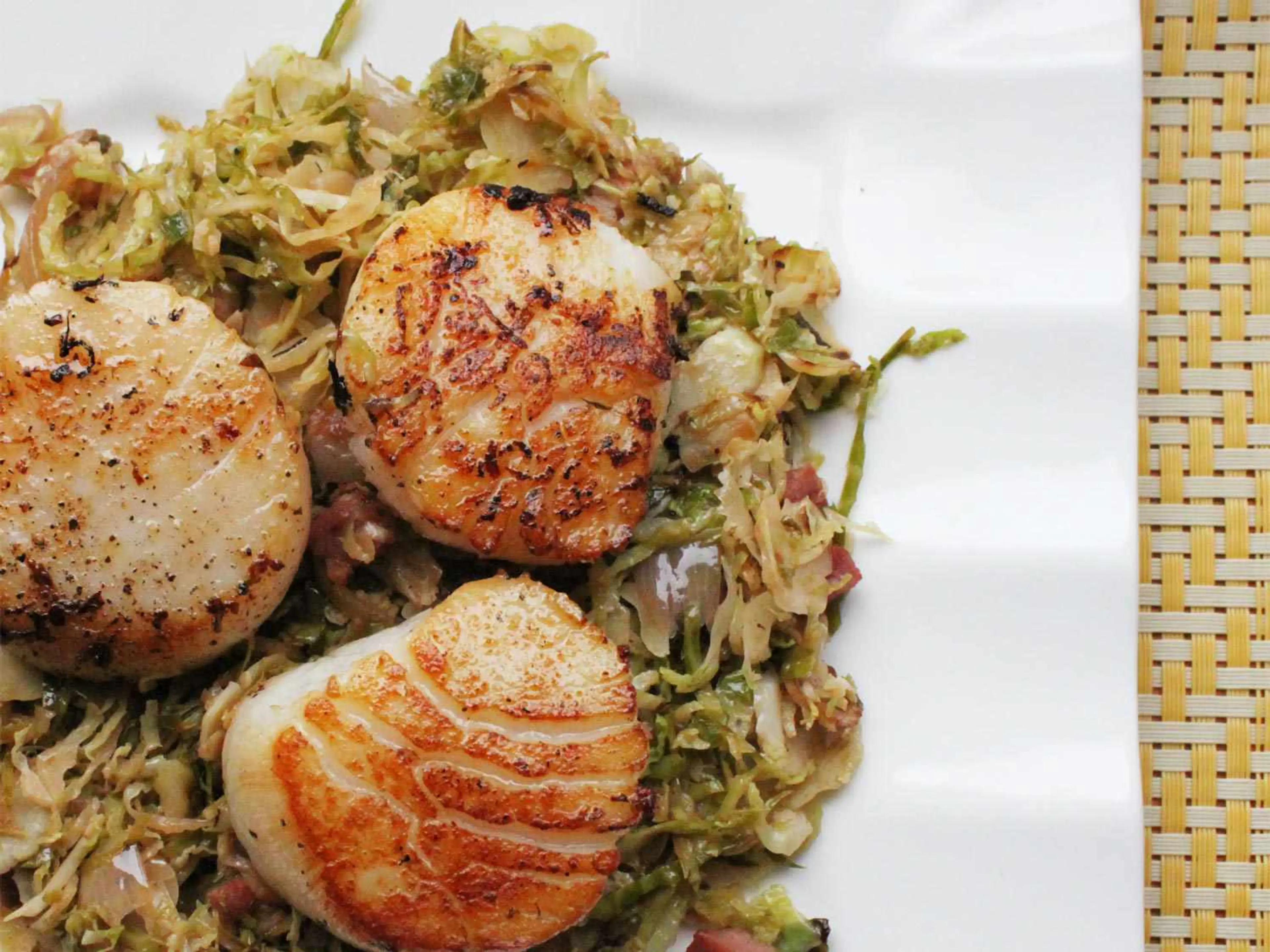 Seared Scallops With Pancetta and Brussels Sprouts Recipe