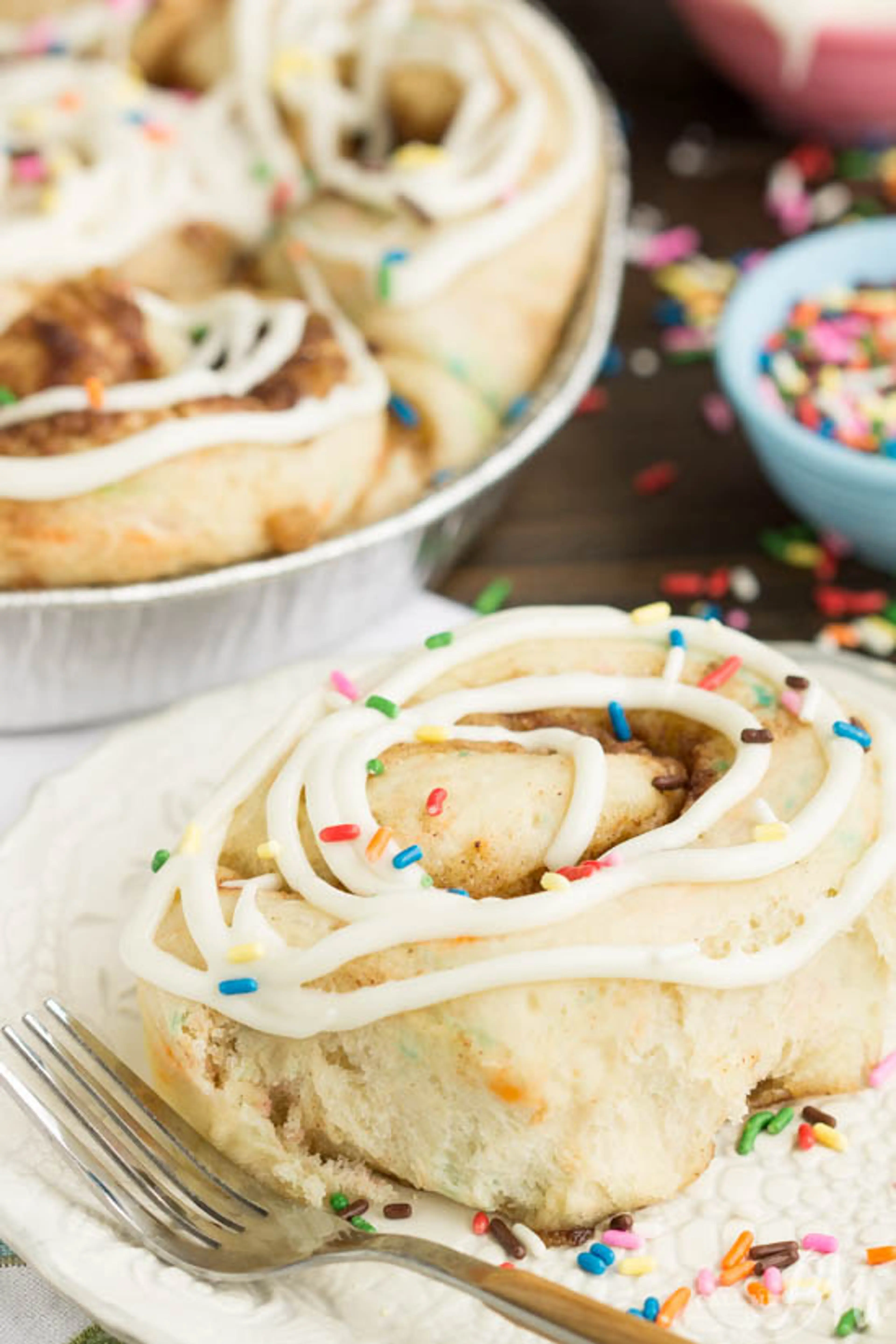 Birthday Cake Cinnamon Rolls