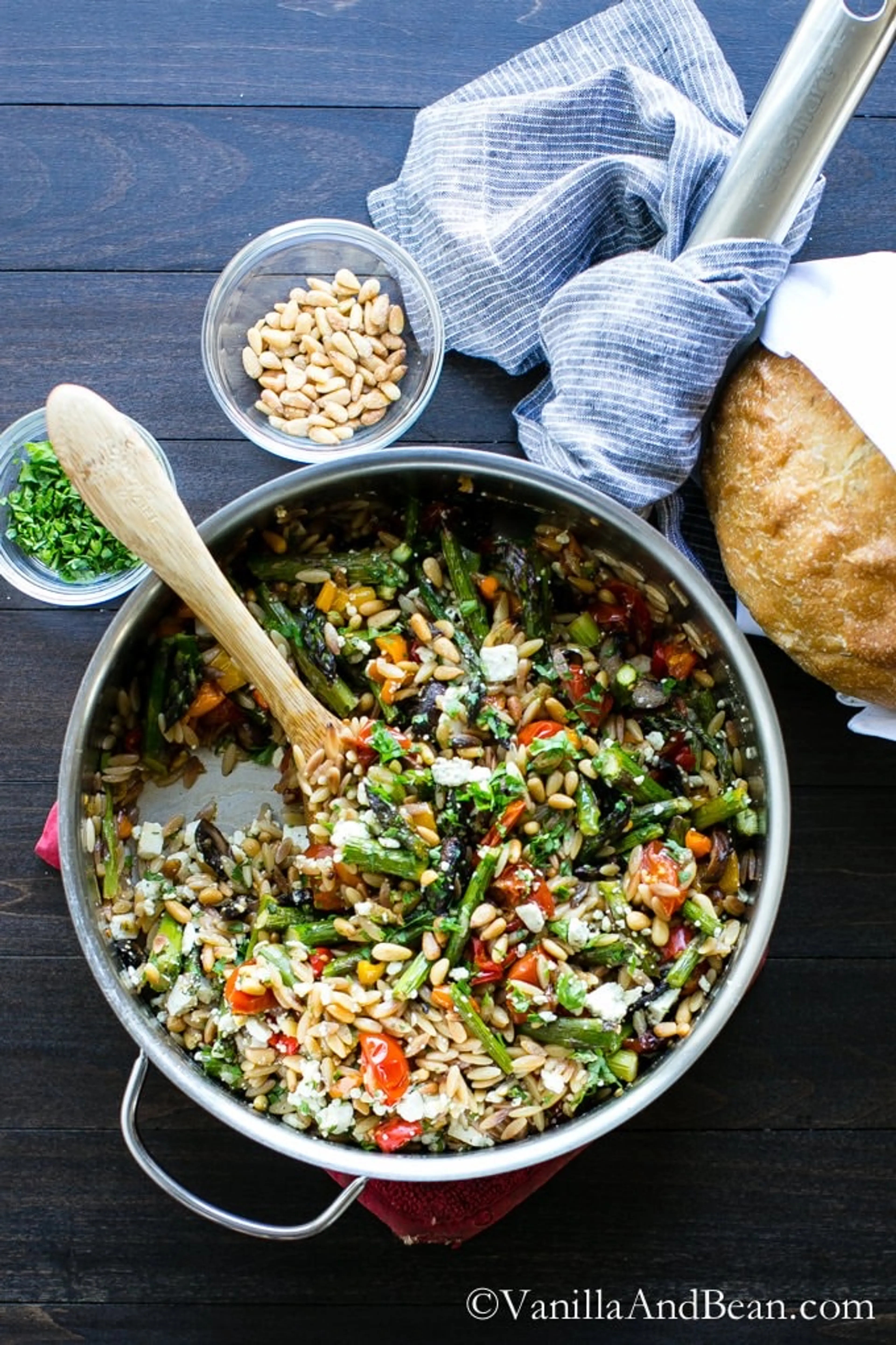 Lemon Garlic Orzo with Roasted Vegetables Recipe