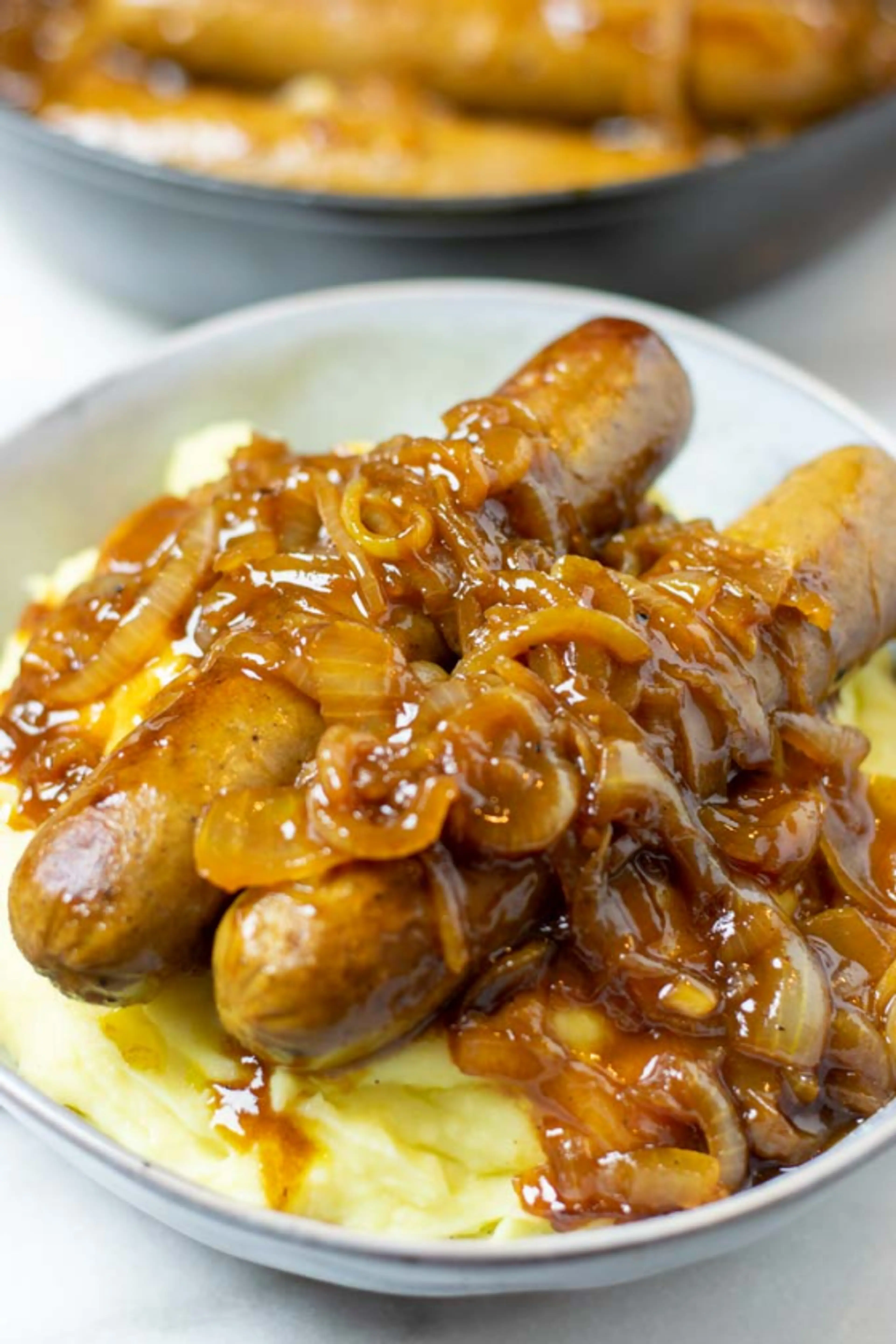Sausages, Mash And Onion Gravy