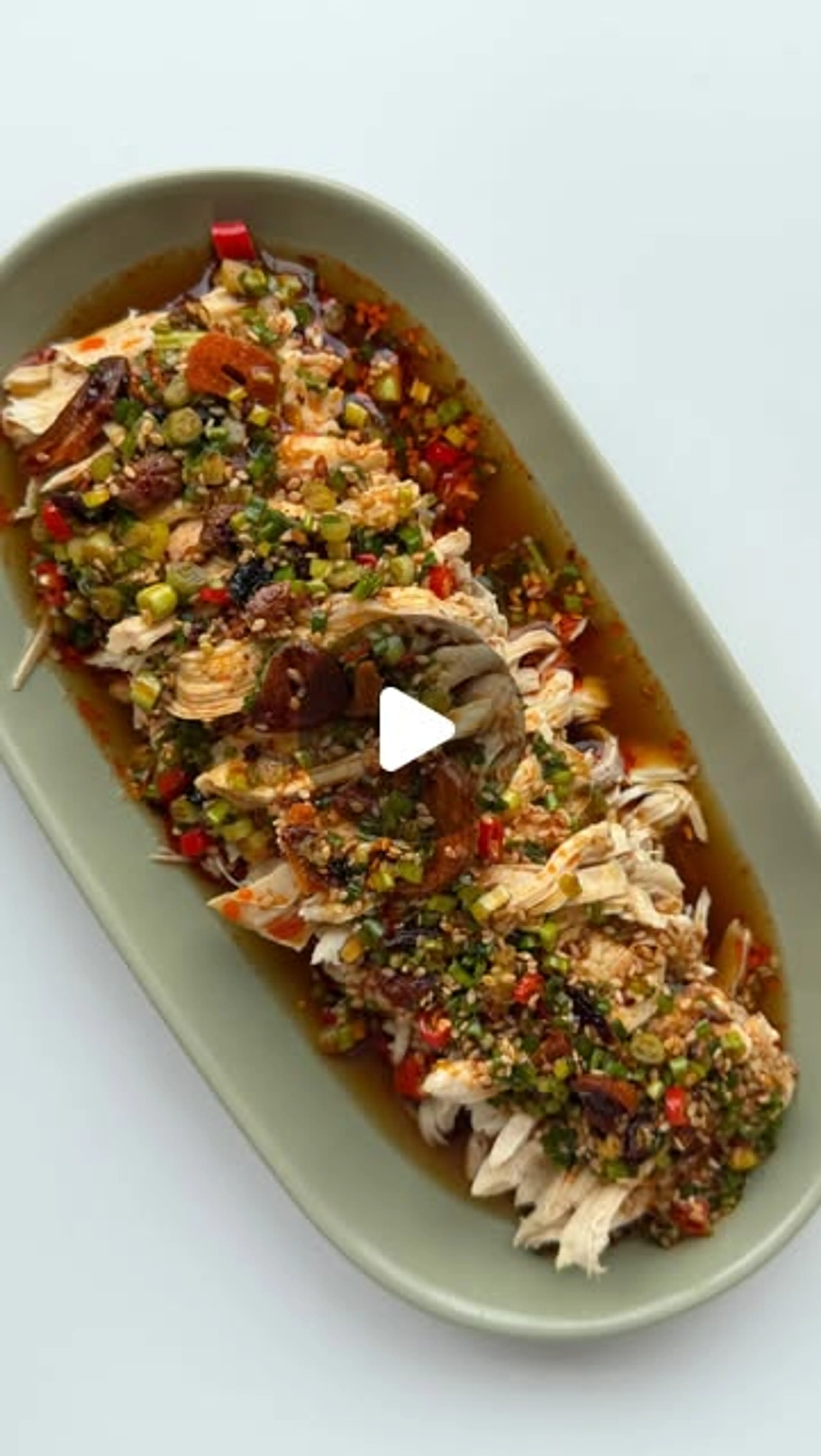 Spicy Steamed Chicken with Chili Scallion Sauce