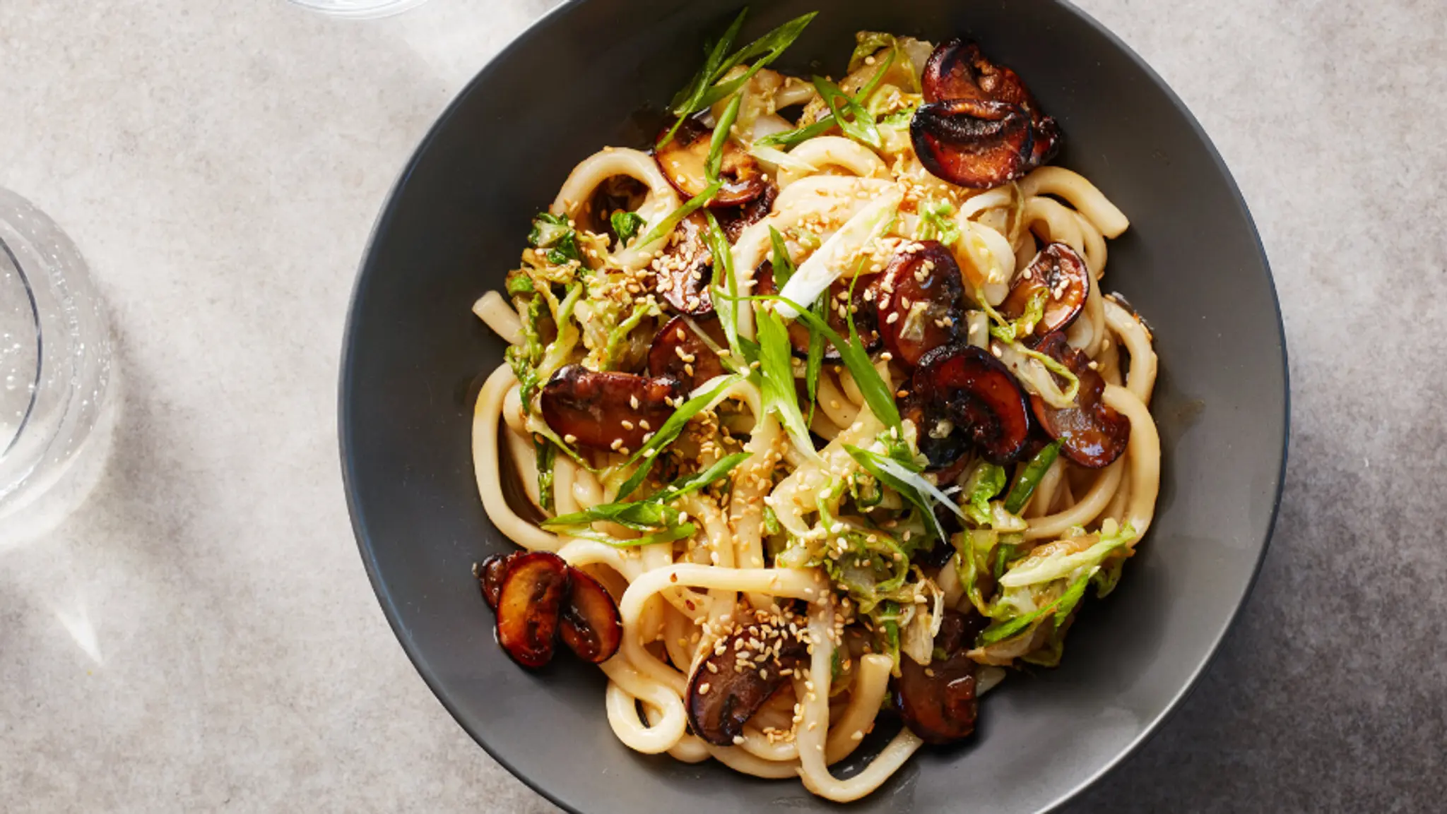 Honey-Glazed Mushrooms With Udon