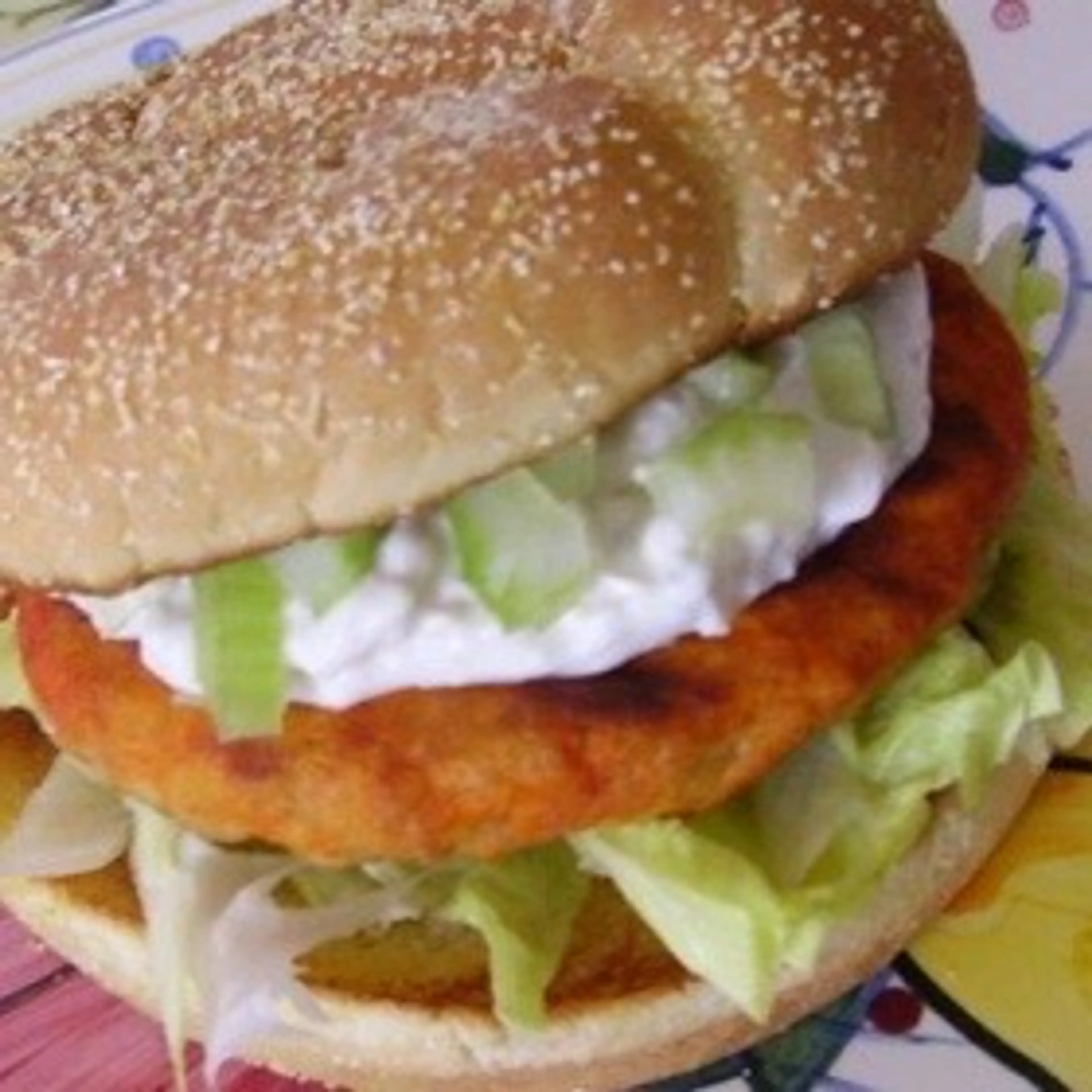 Buffalo Chicken Burgers with Blue Cheese Dressing