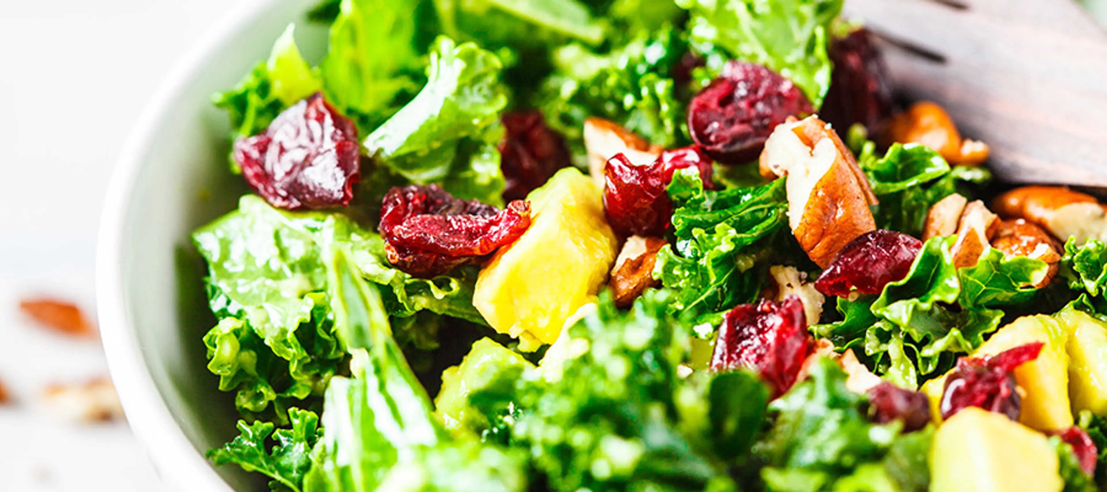 Kale Salad with Cranberries and Pecans