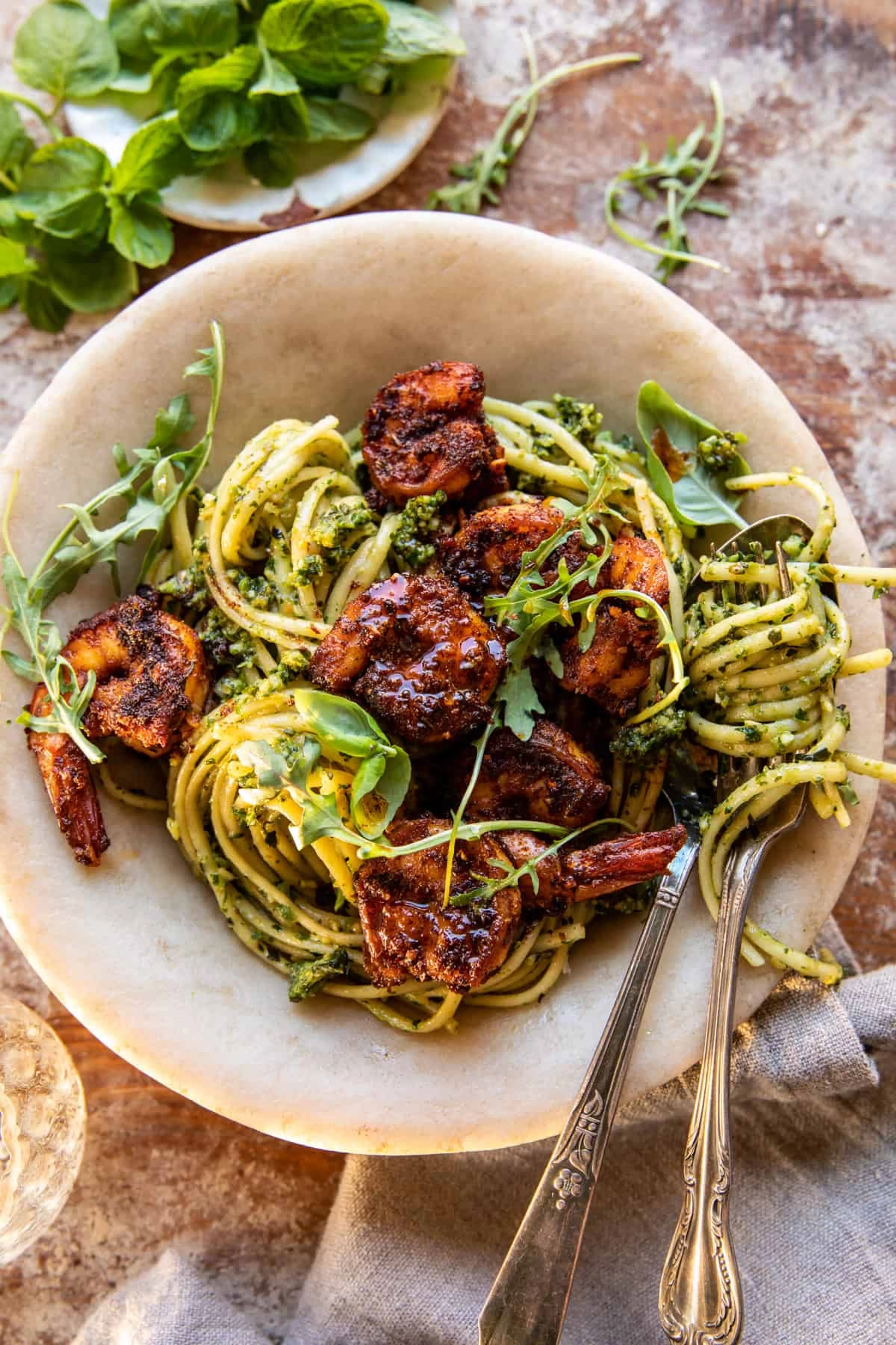 Cajun Garlic Butter Shrimp with Creamy Pesto Pasta