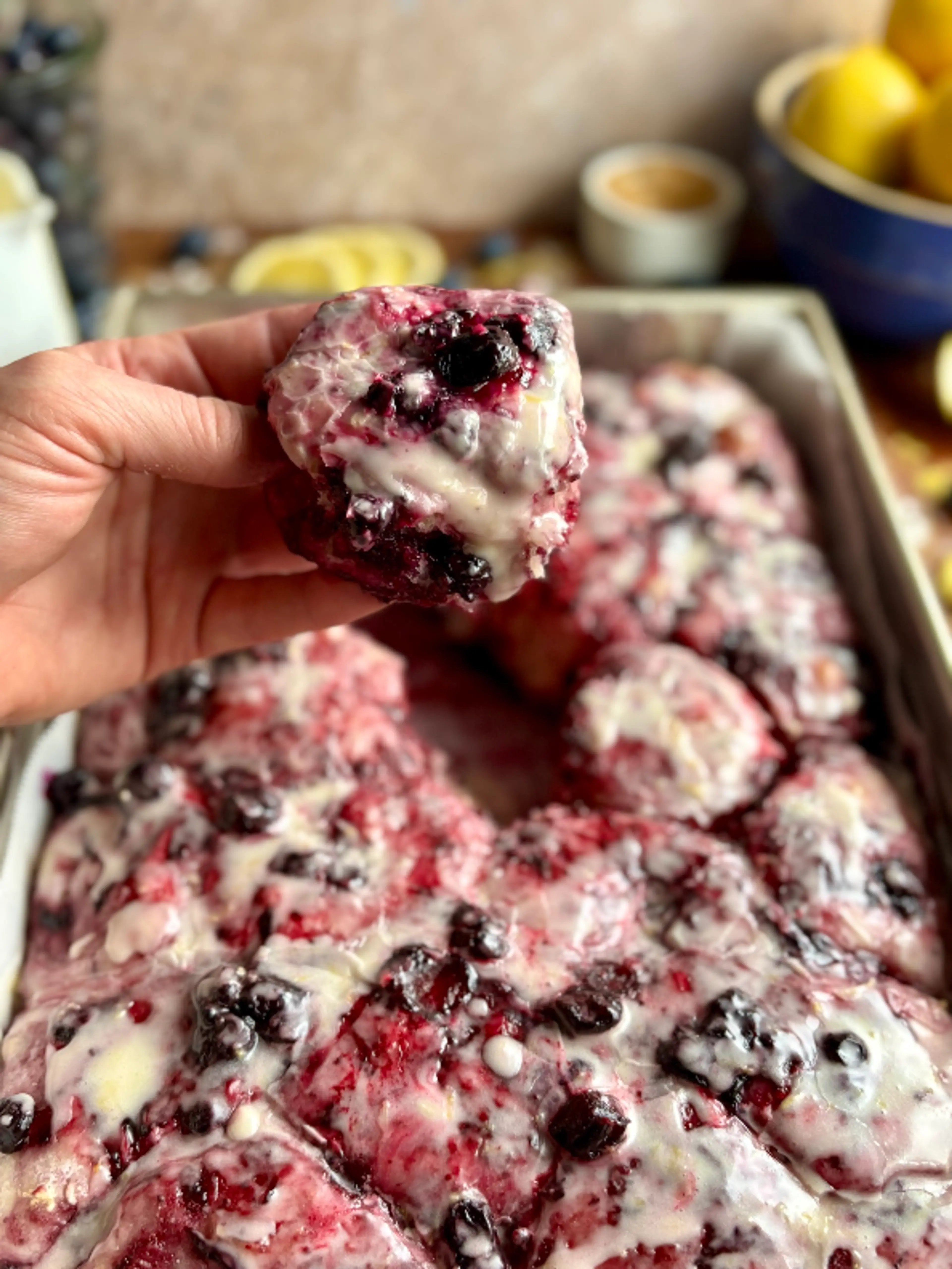 Lemon Blueberry Pull-Apart Sourdough Focaccia