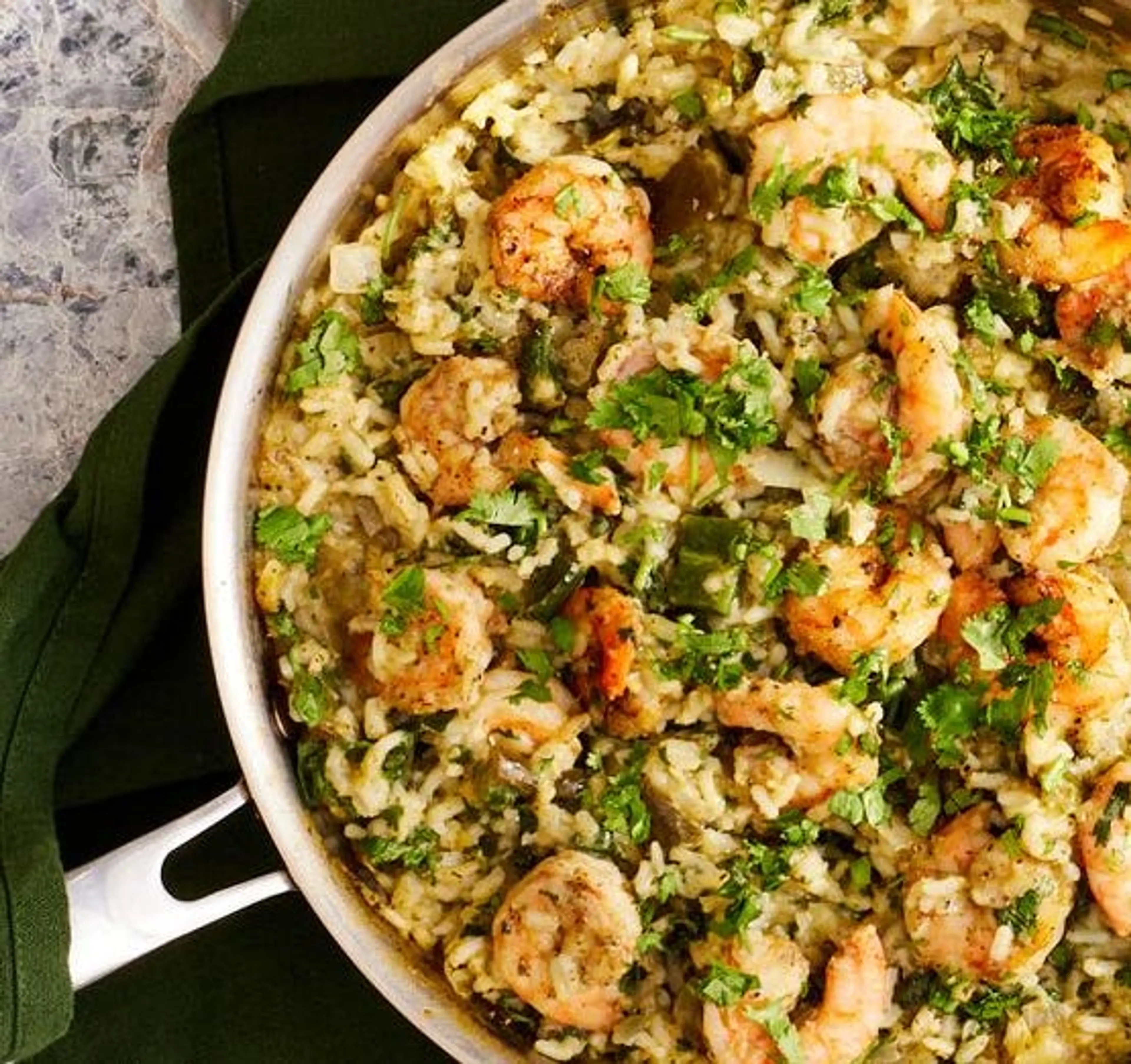 One-Pan Salsa Verde Shrimp & Rice