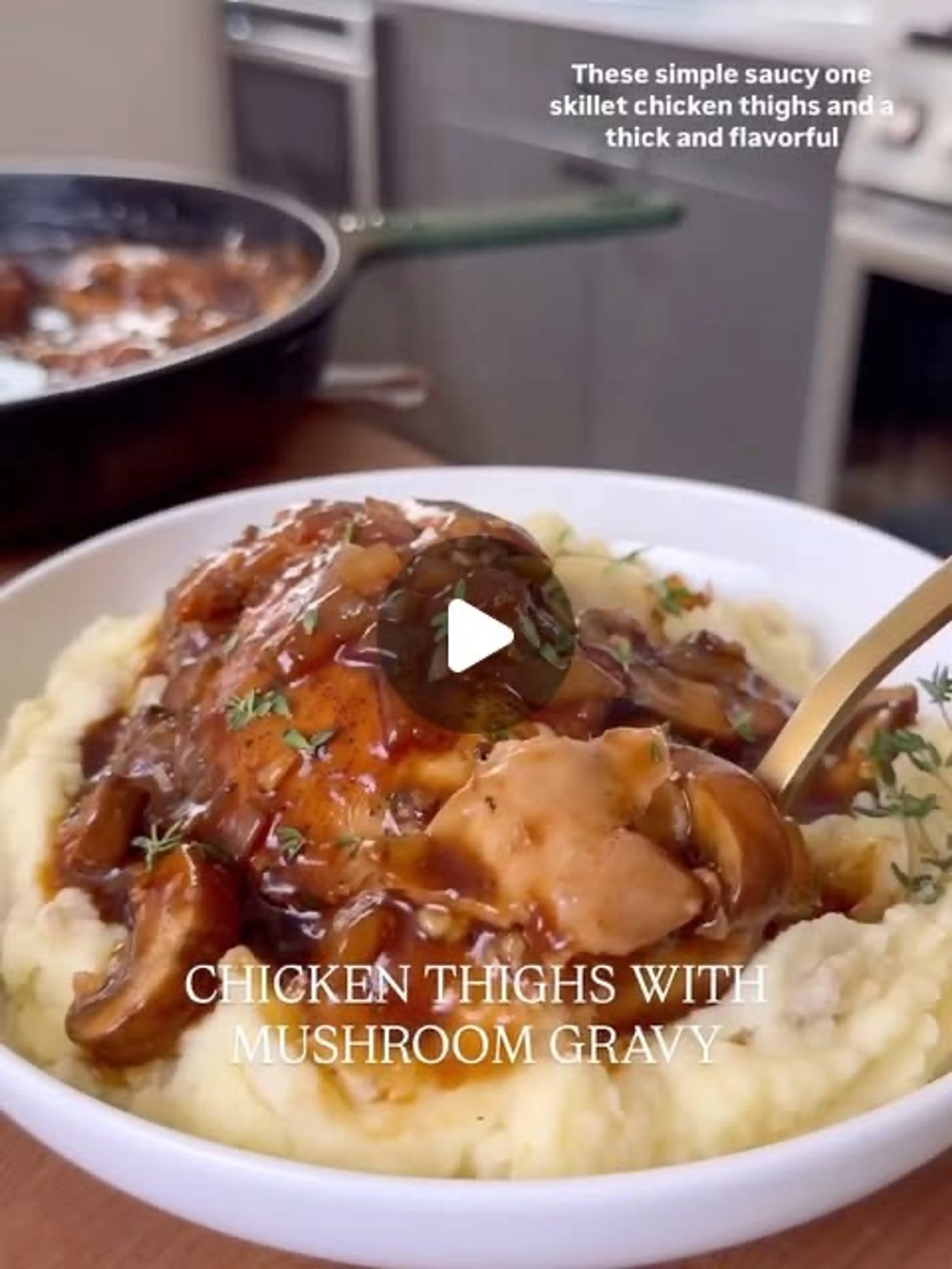 Skillet Chicken Thighs with Mushroom Gravy