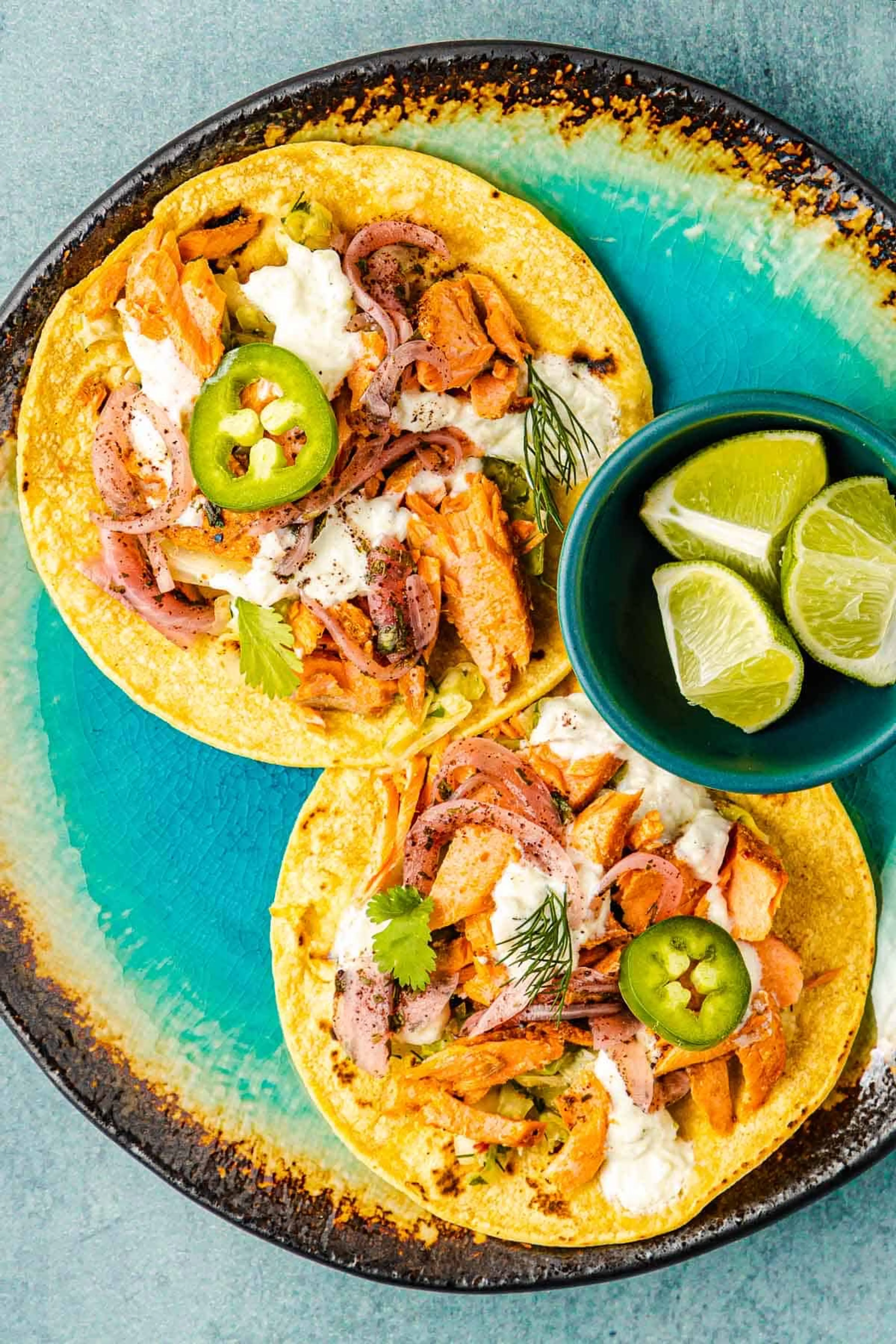 Salmon Tacos (Mediterranean-Style)