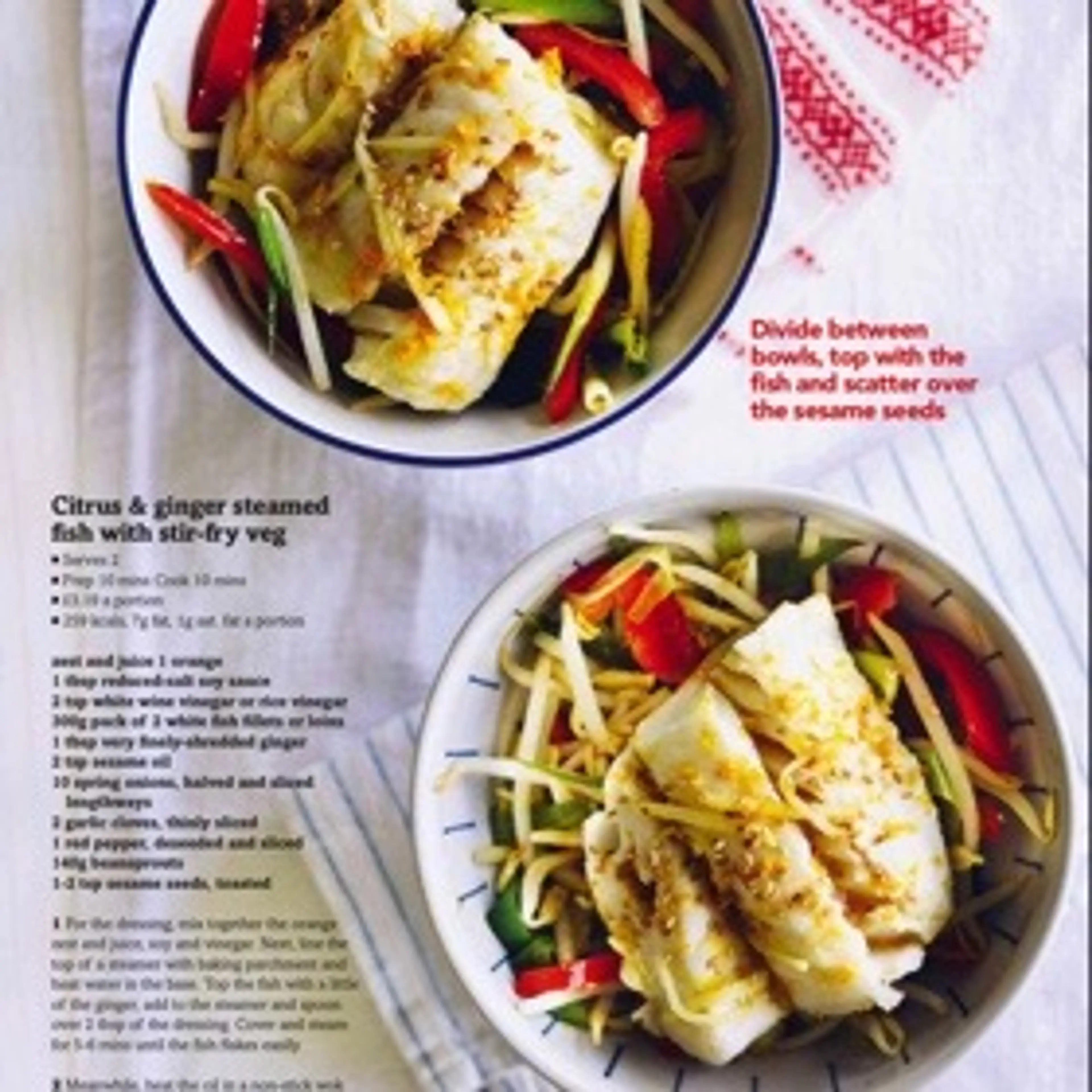 Citrus & ginger steamed fish with stir-fry veg
