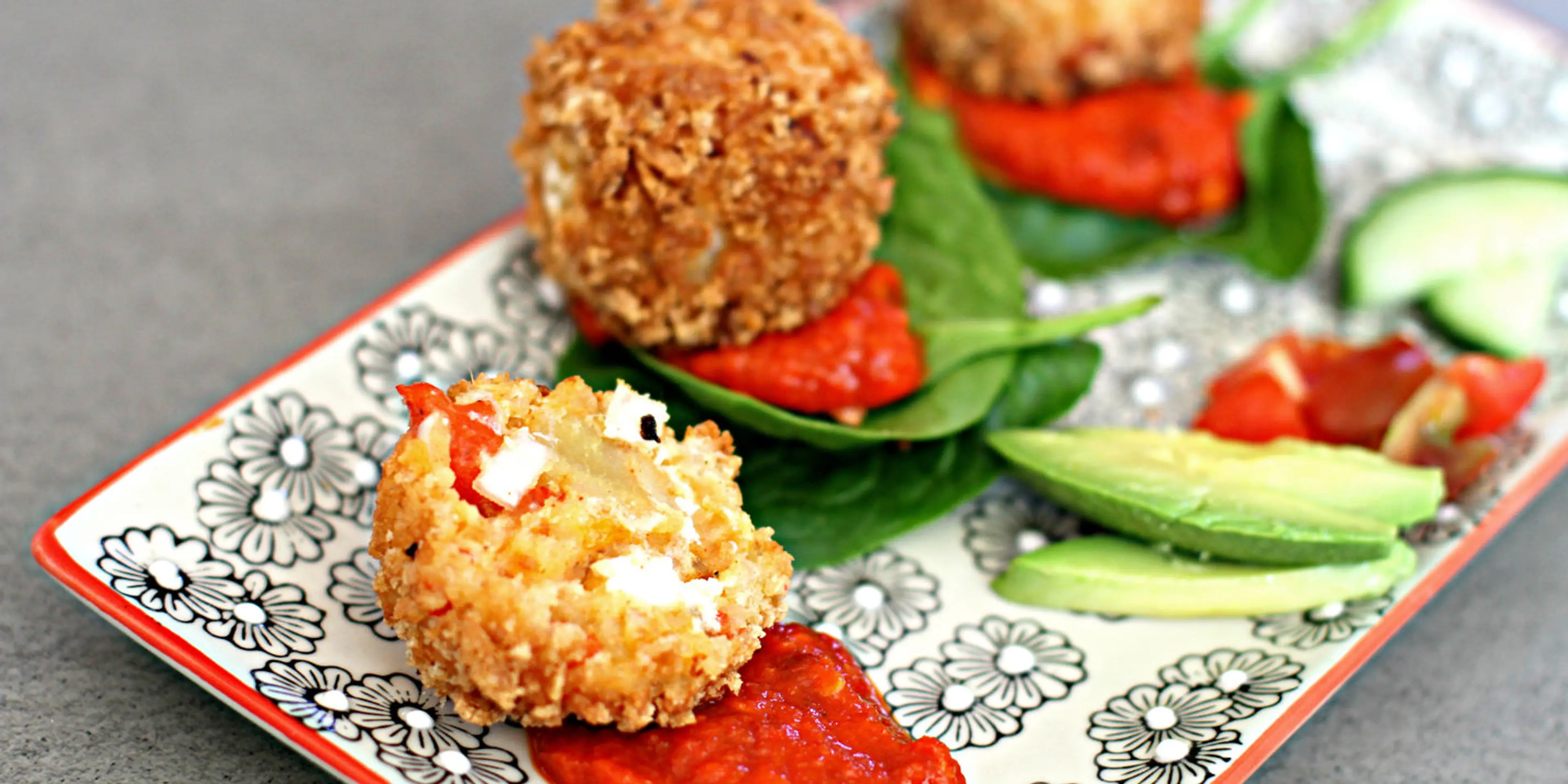 Red pepper and goat's cheese bites