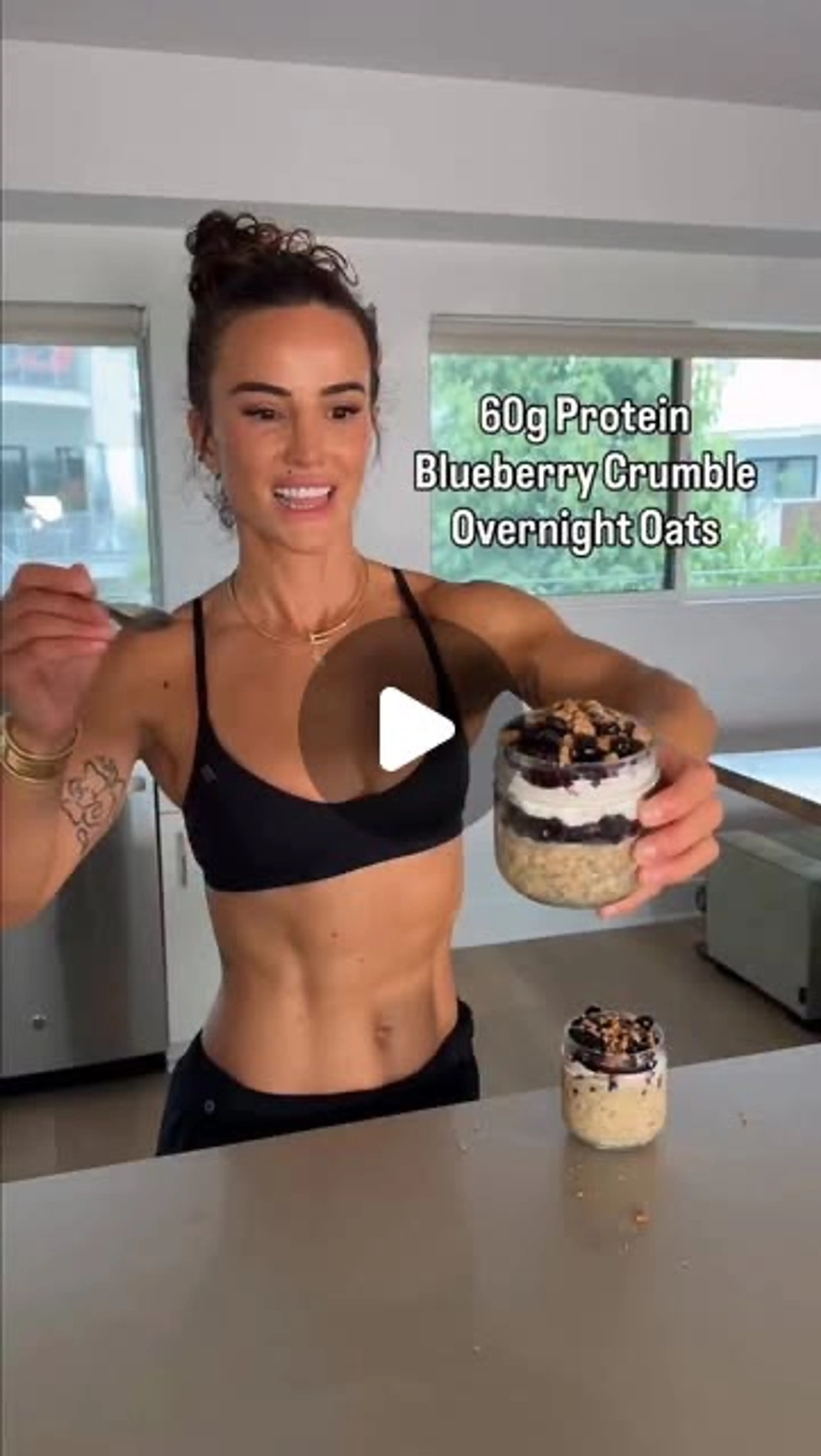 60g Protein Blueberry Crumble Overnight Oats - My Easy Meal