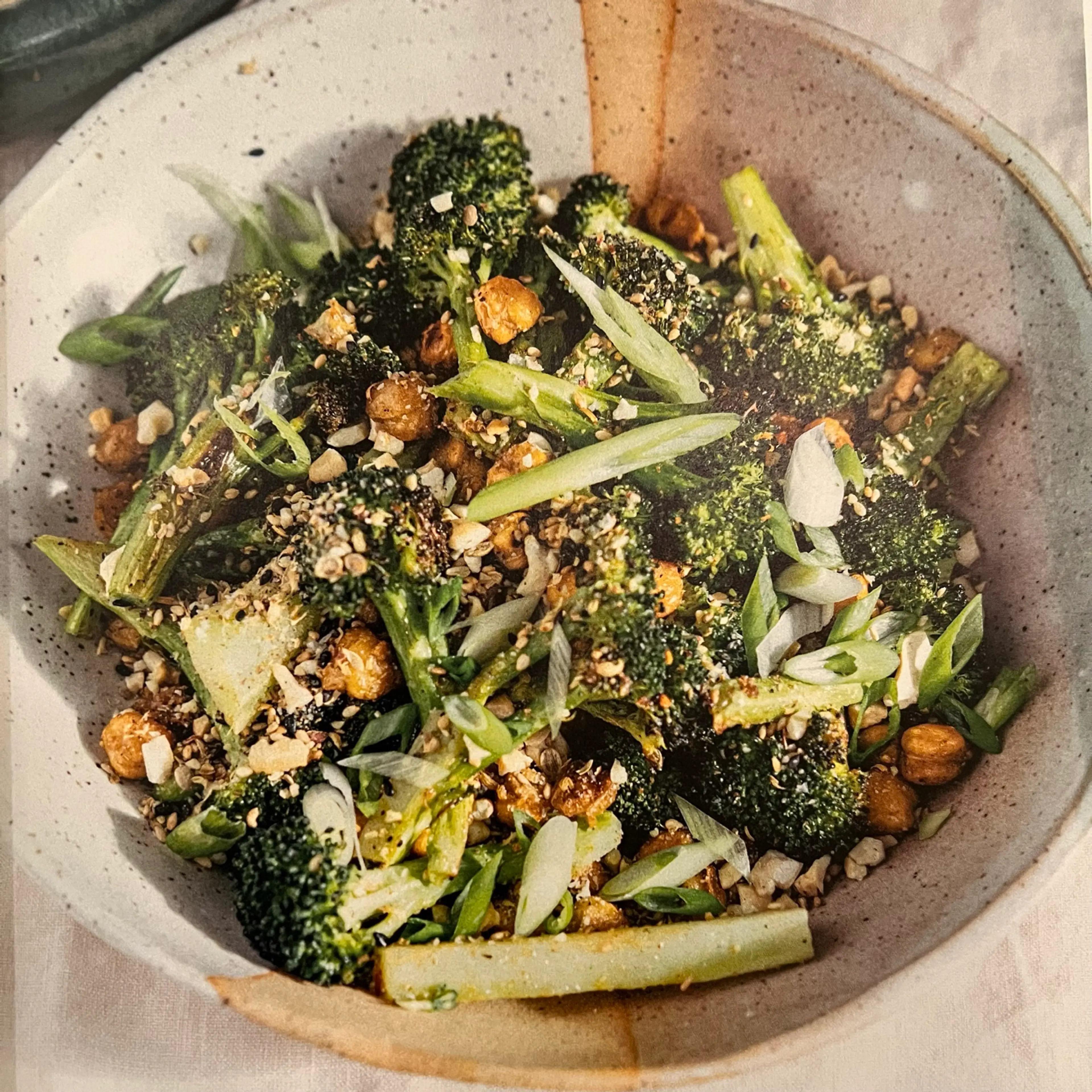 Roasted Broccoli and Crispy Chickpeas with Sichuan Dukkah
