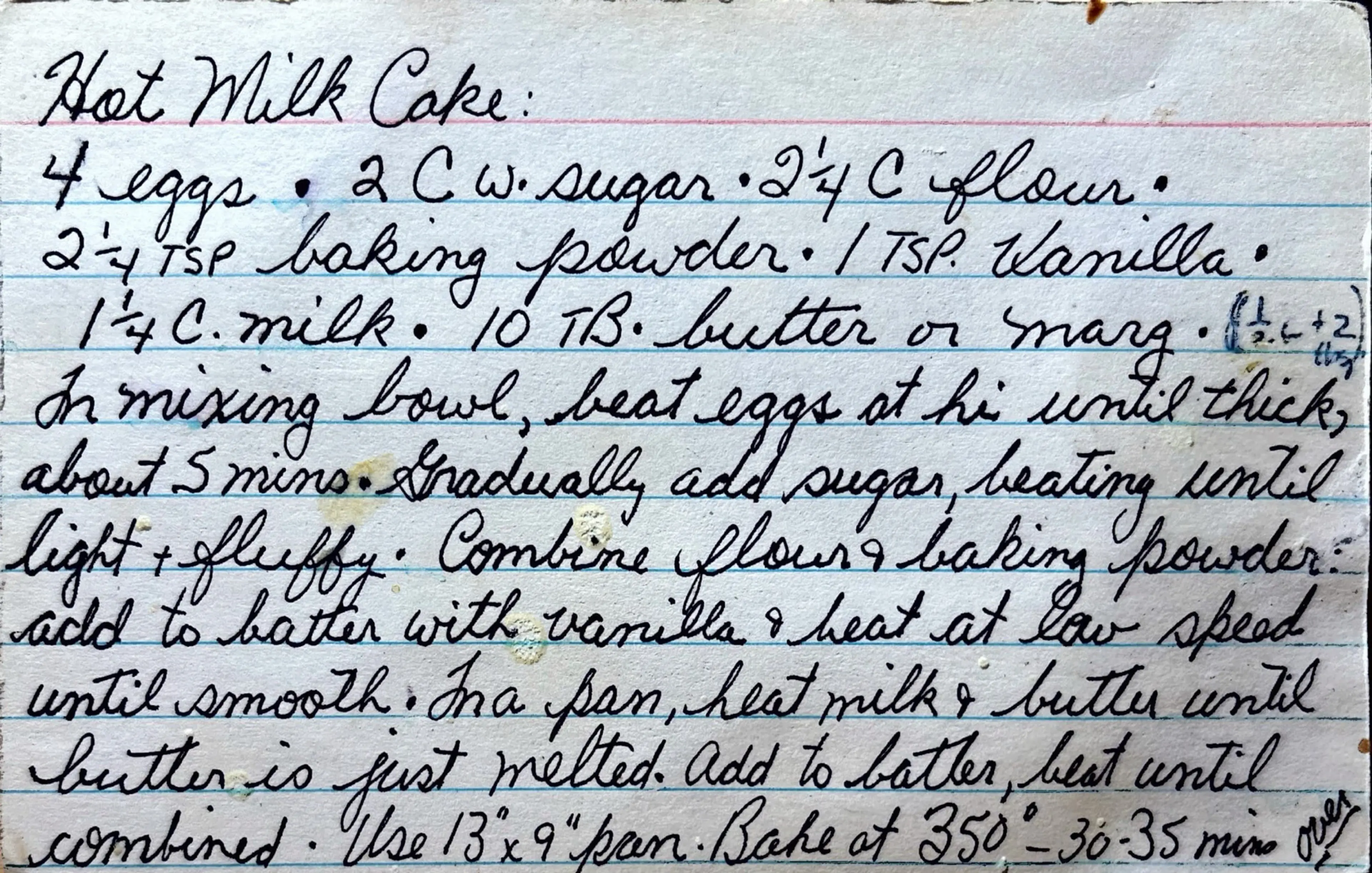 Hot Milk Cake