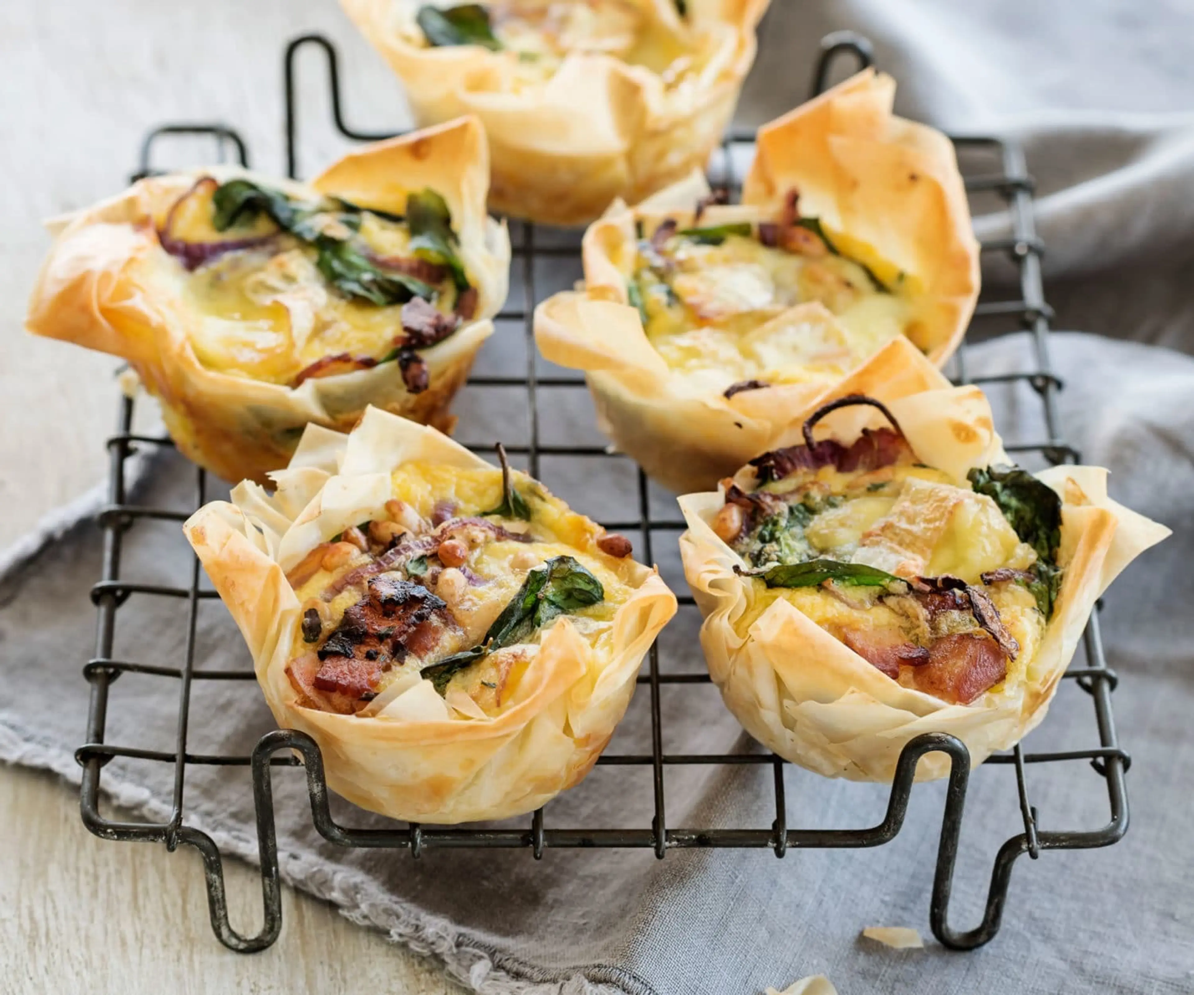 Brie & Bacon Phyllo Nests