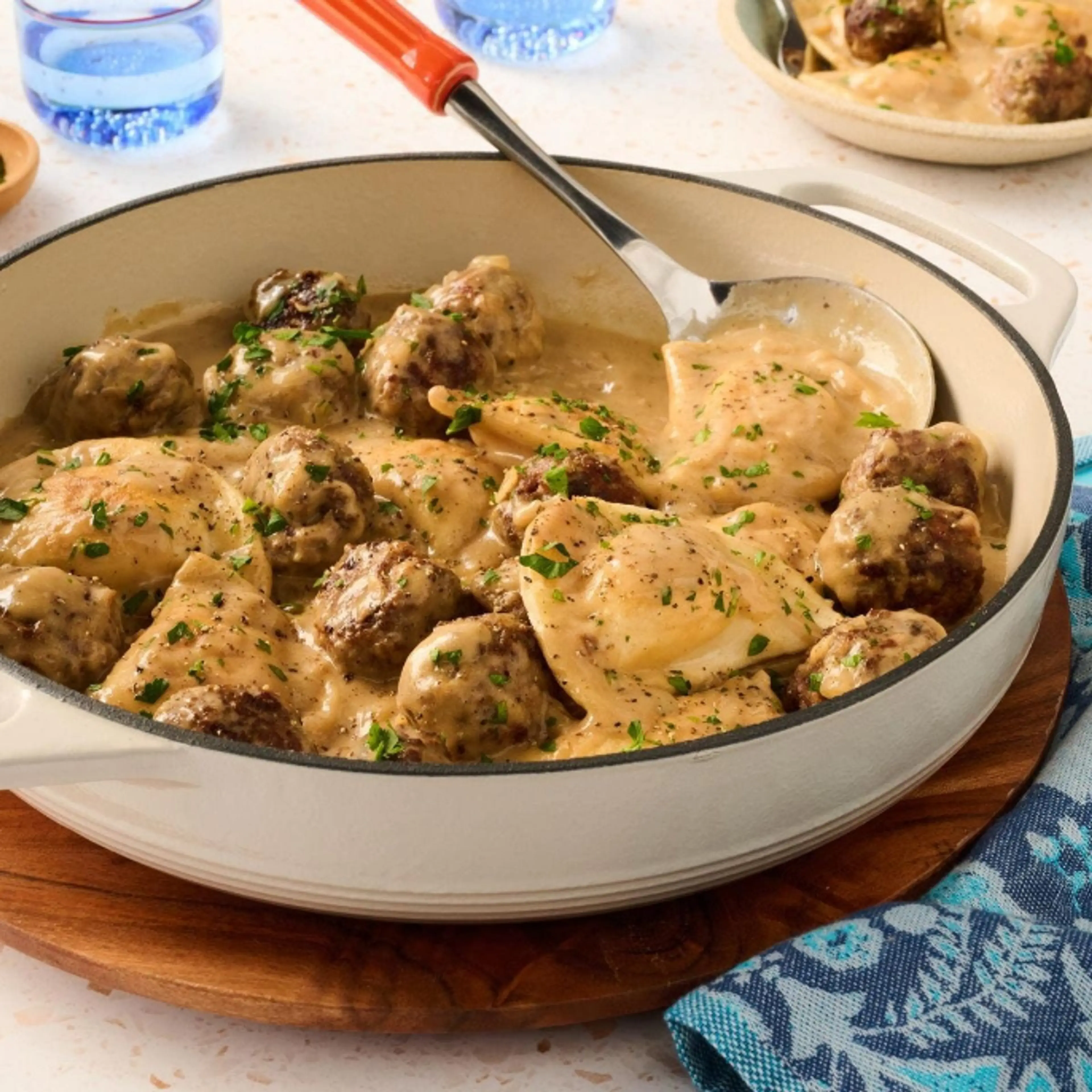 Pierogi and Meatball Skillet